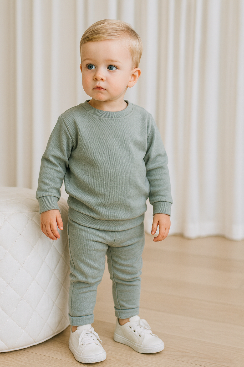 Parker Baby Ribbed Tracksuit Lounge Set Khaki