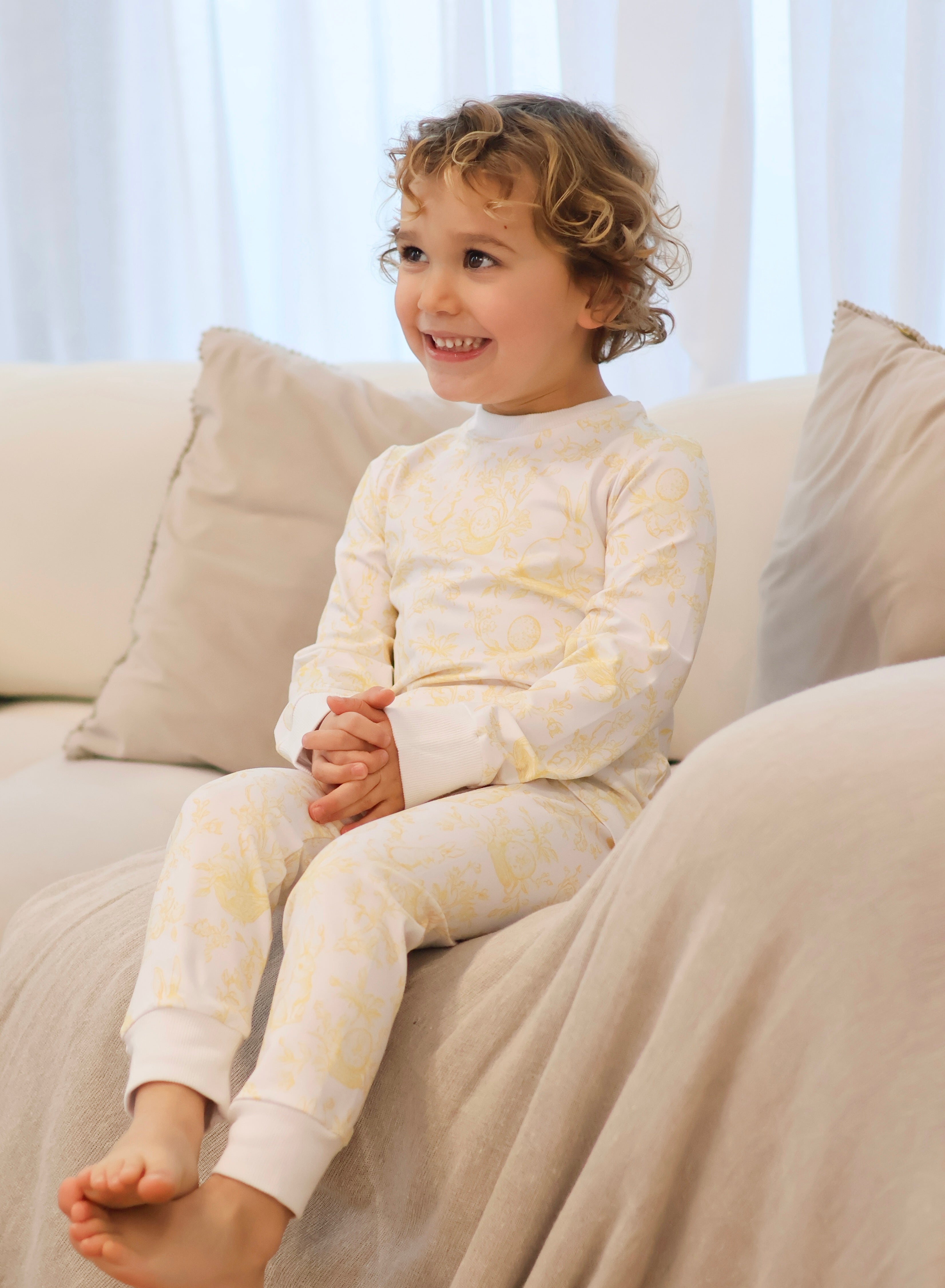 Bunny Easter Print Pyjamas Lemon