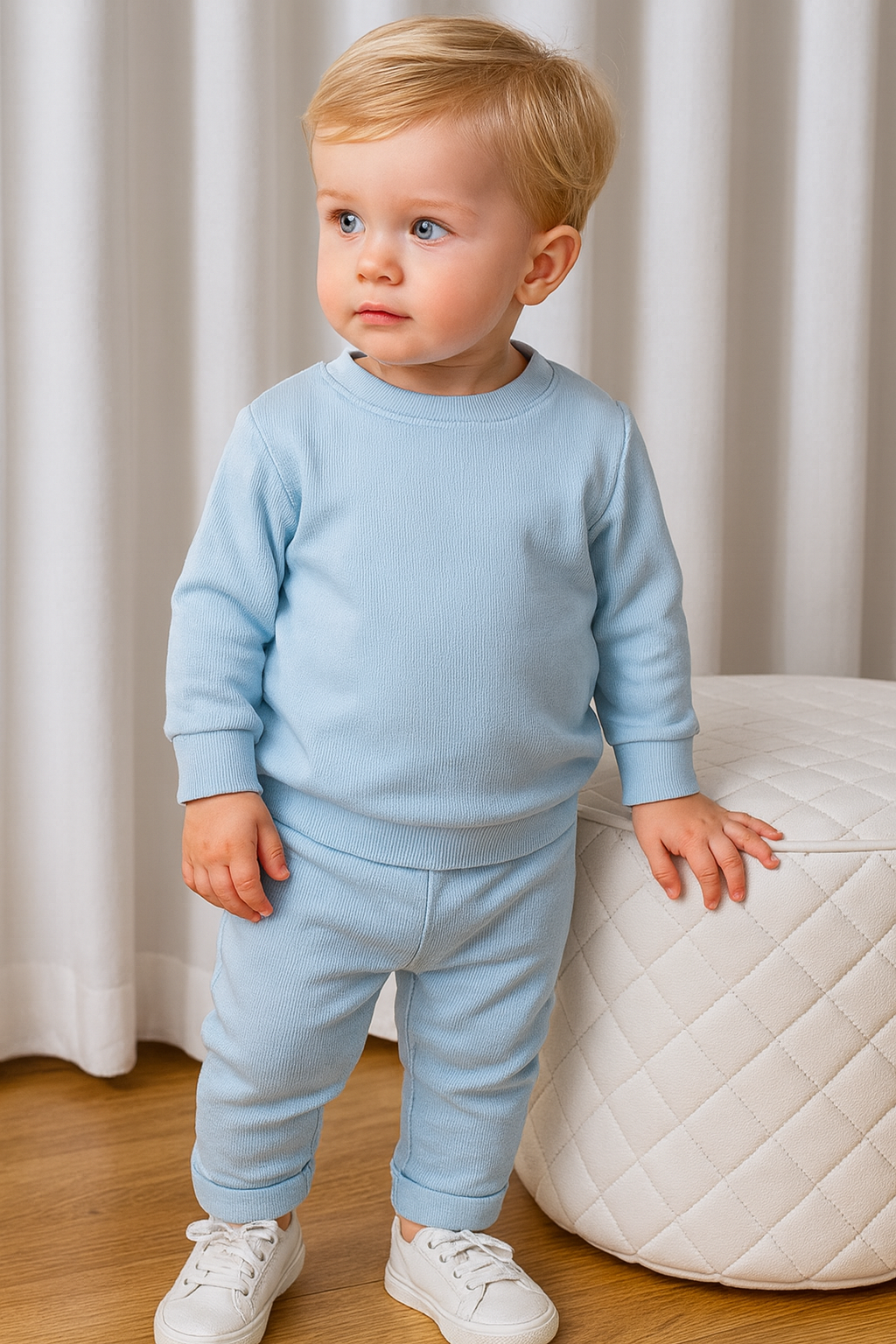 Parker Baby Ribbed Tracksuit Lounge Set Baby Blue