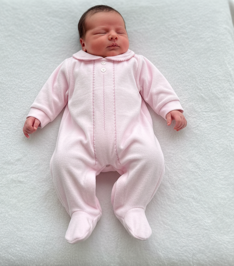 Pex Girls Velour Peter Pan Collar Babygrow