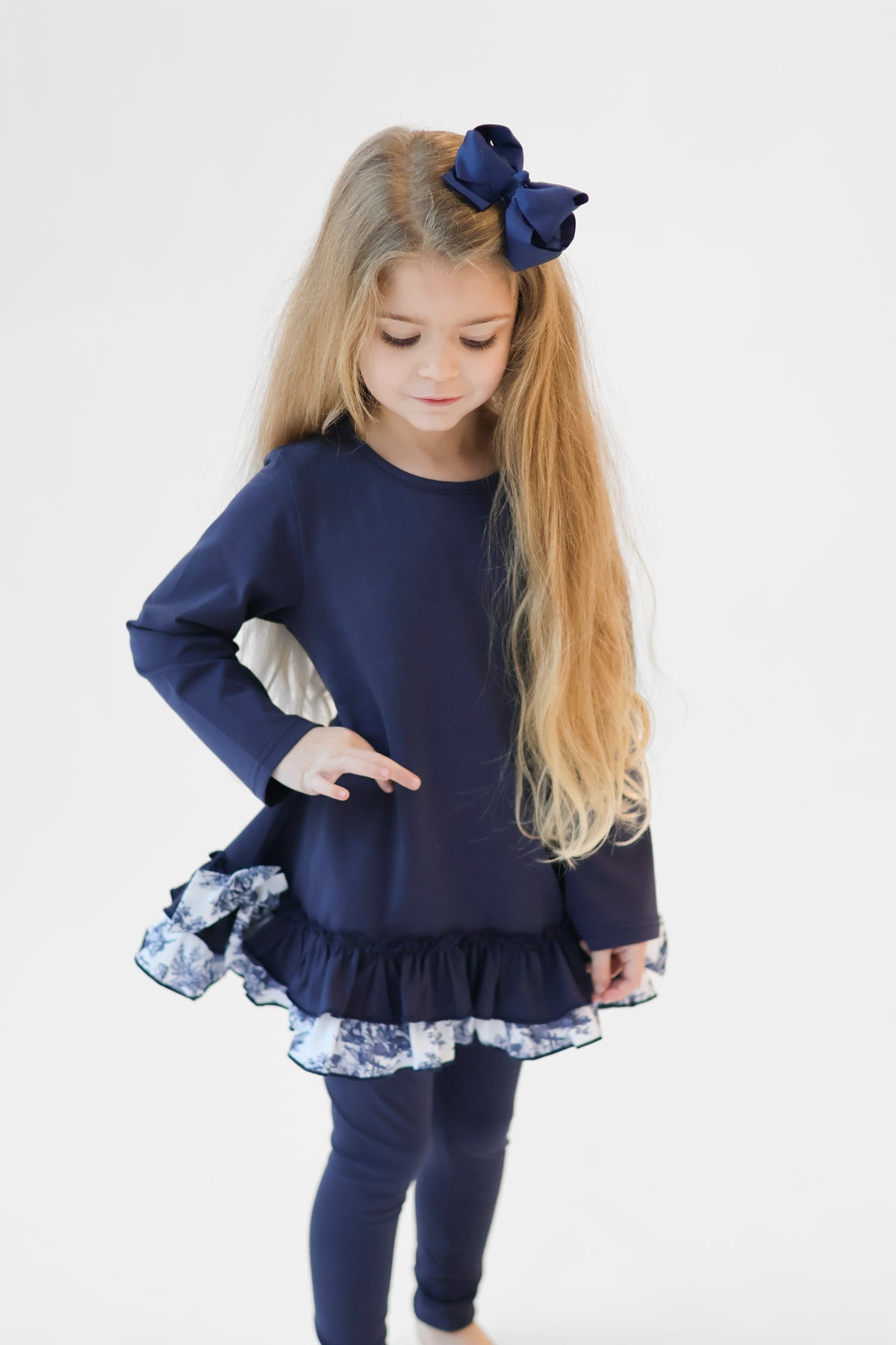 Maeve Ribbed Girls Jumper & Legging Tracksuit Set Navy