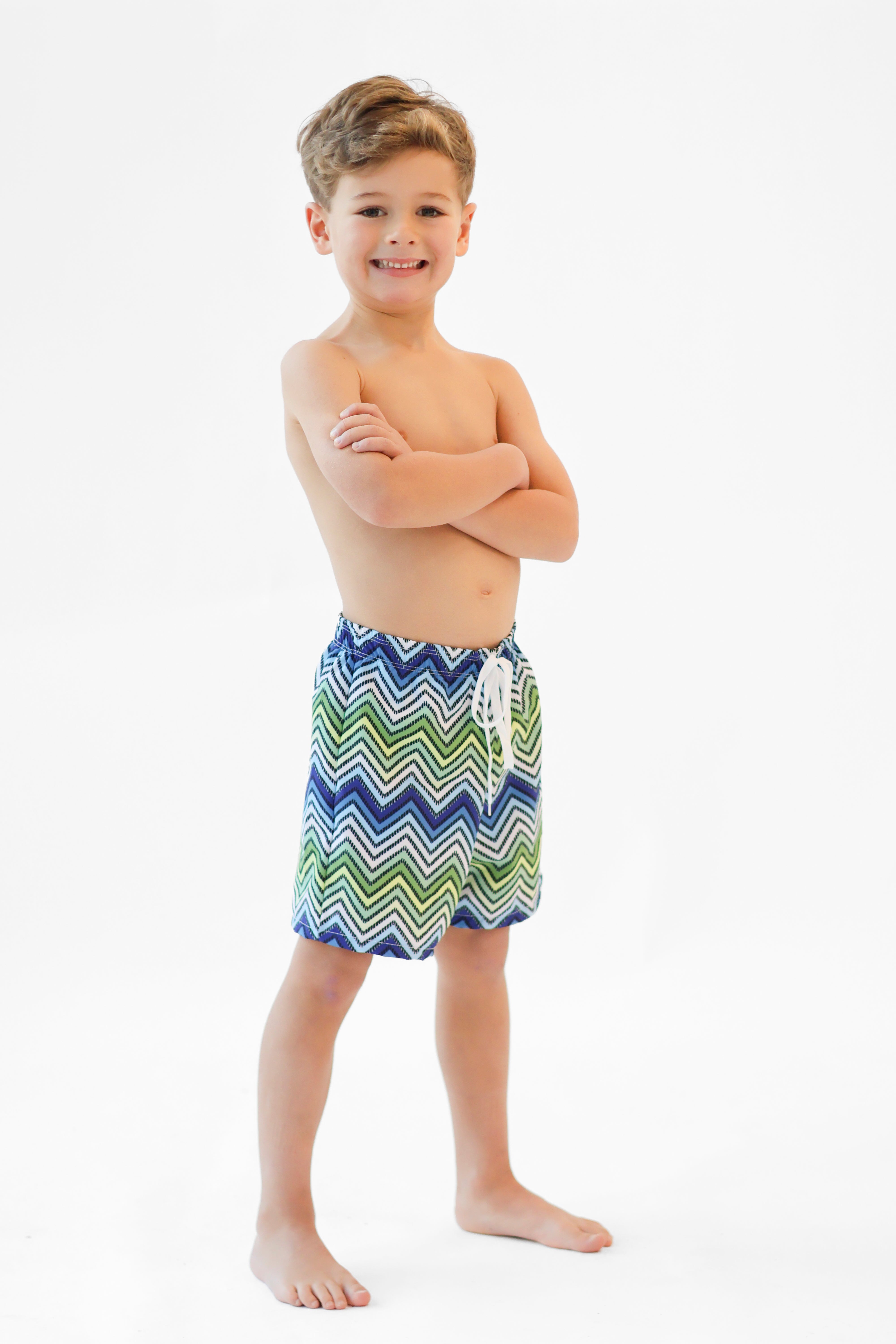 Buddy Boys Blue Chevron Print Swimming Trunks