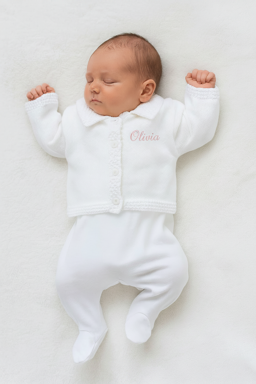 A1655 White Unisex Baby Knitted Cardigan