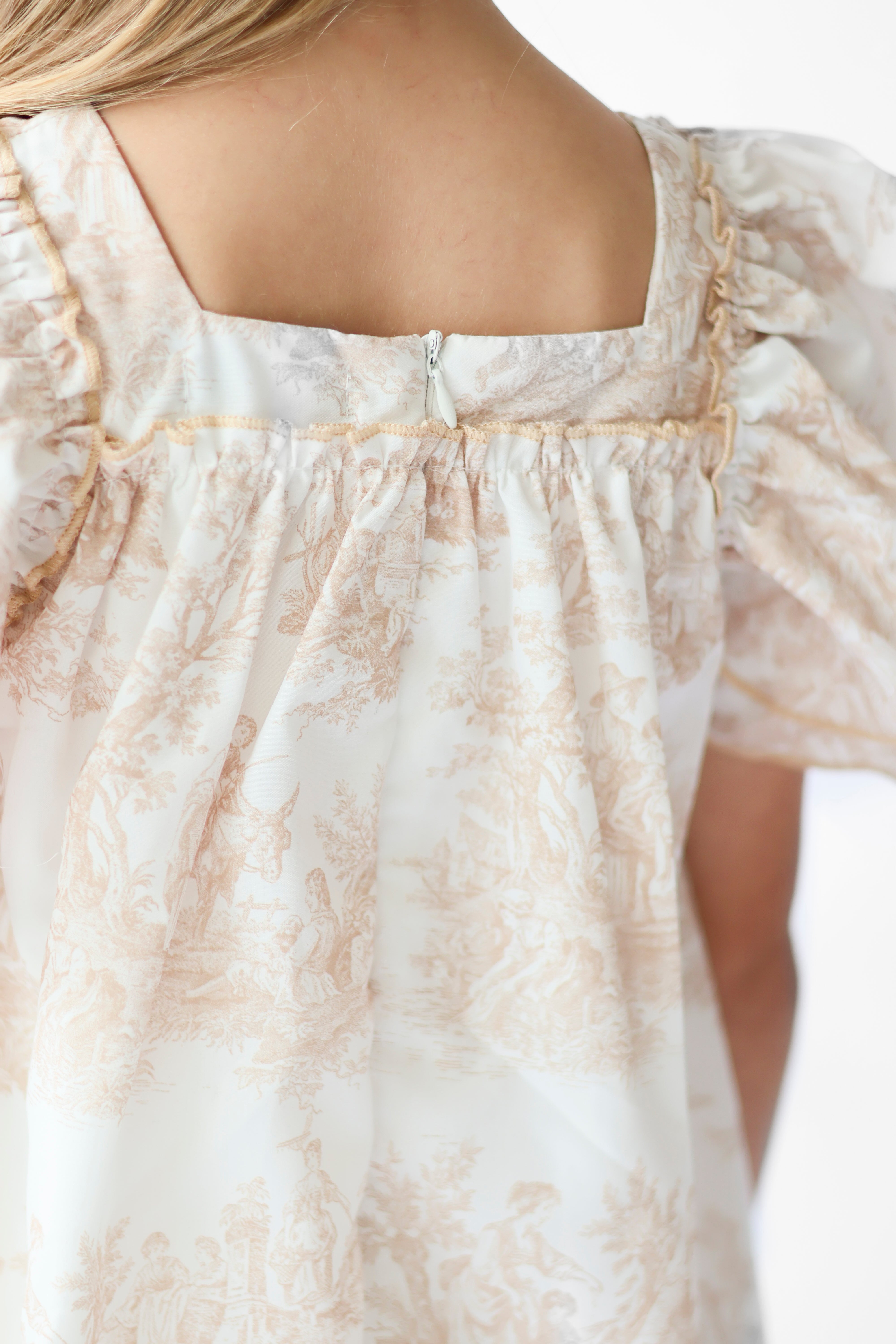 Lyla Girls Paisley Print Shirt Dress Beige