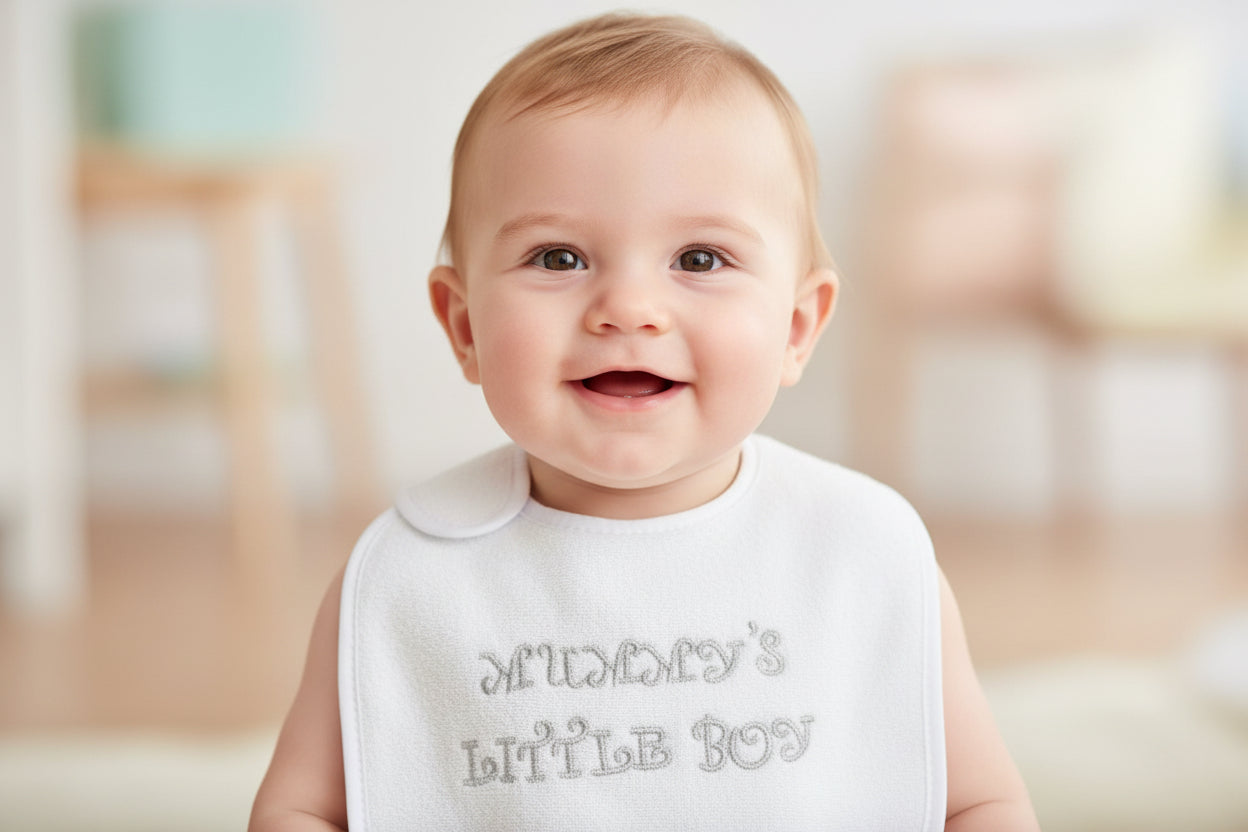 Mummy’s Little Boy Bib White/Silver