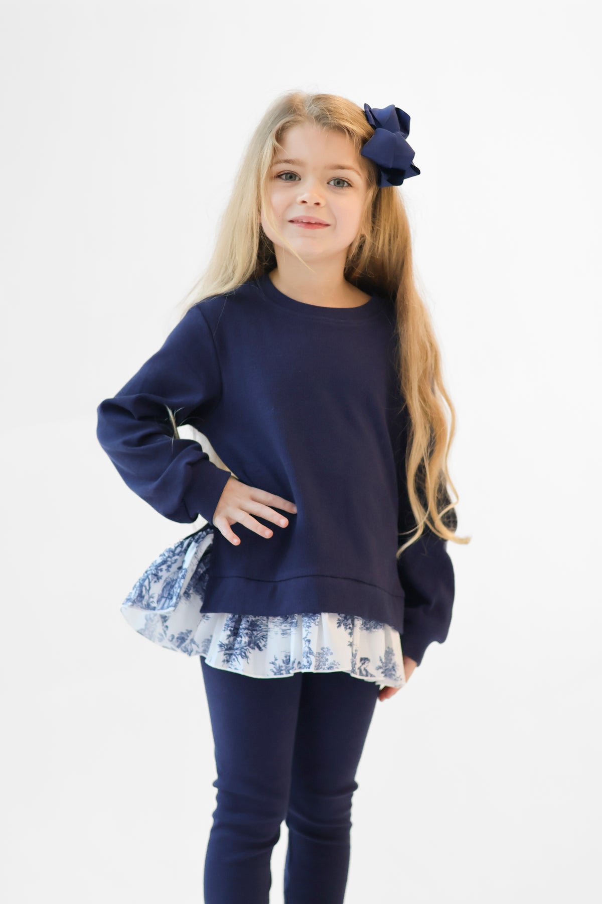 Maeve Ribbed Girls Jumper & Legging Tracksuit Set Navy