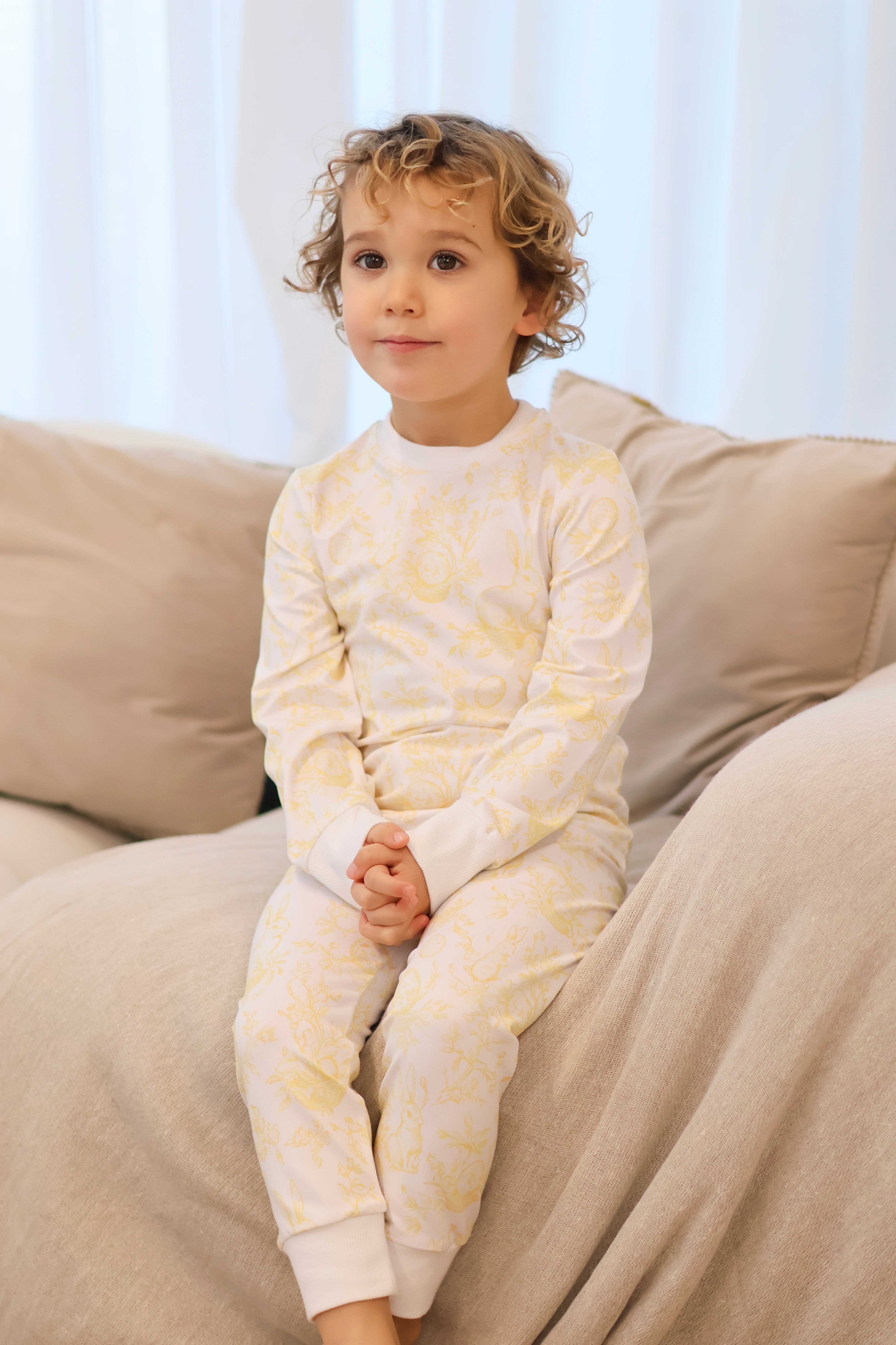 Bunny Easter Print Pyjamas Lemon