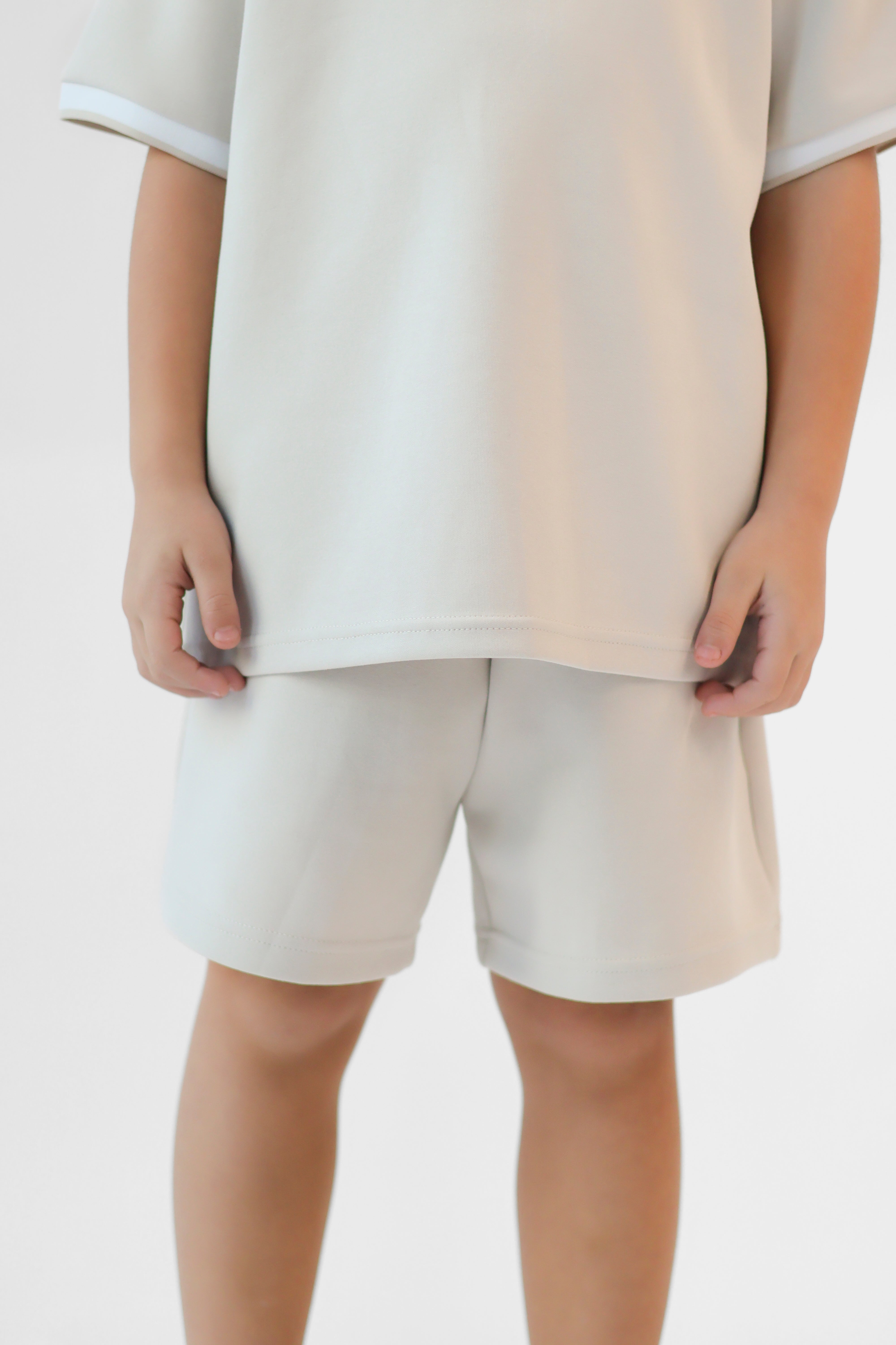 Benny Boys Plain T-Shirt & Shorts Set Beige