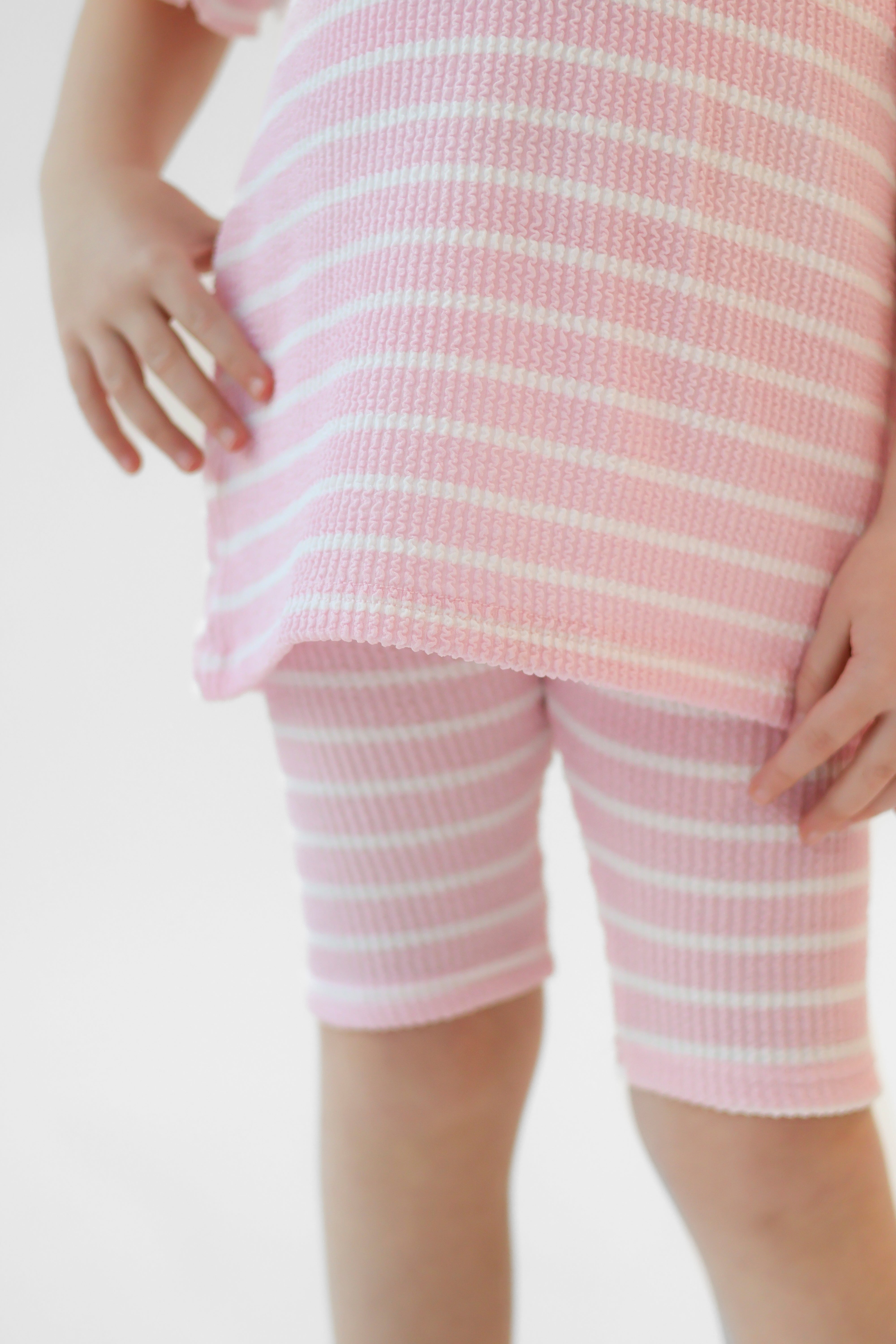 Iris Girls Waffle T-Shirt & Cycling Shorts Set Pink