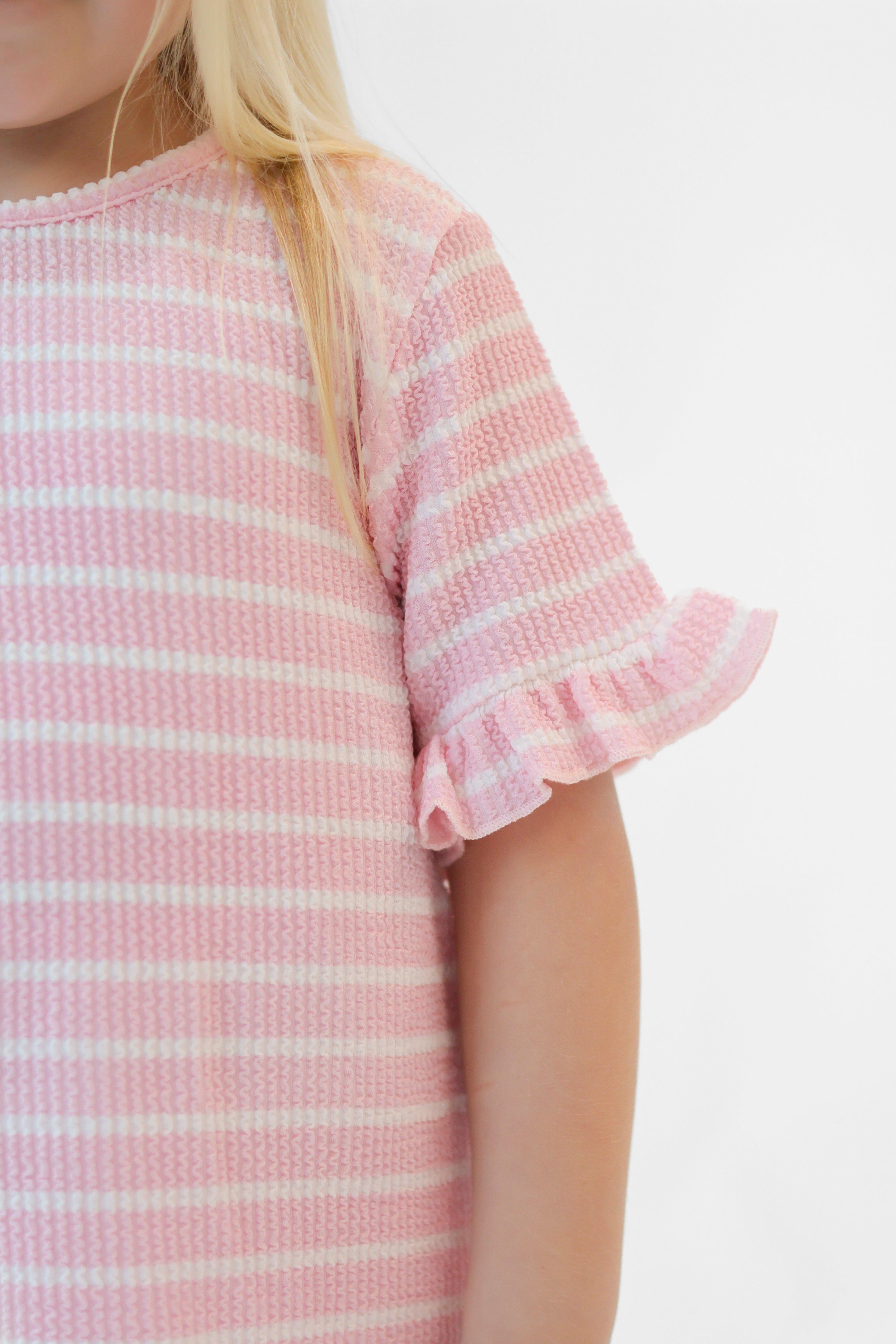 Iris Girls Waffle T-Shirt & Cycling Shorts Set Pink