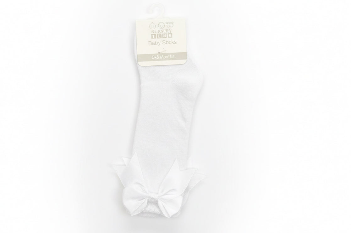Baby Girls Long Bow Socks White