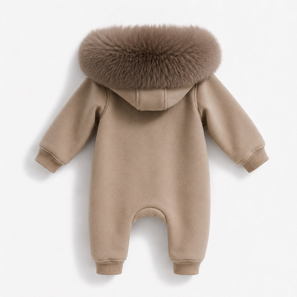 Carter Faux Boys Fur Hood Onesie Beige