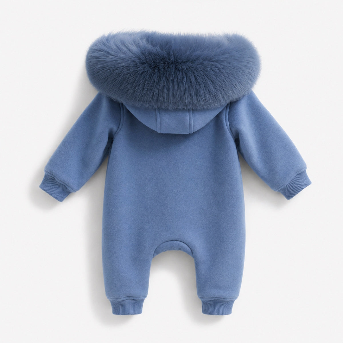 Carter Faux Boys Fur Hood Onesie Blue