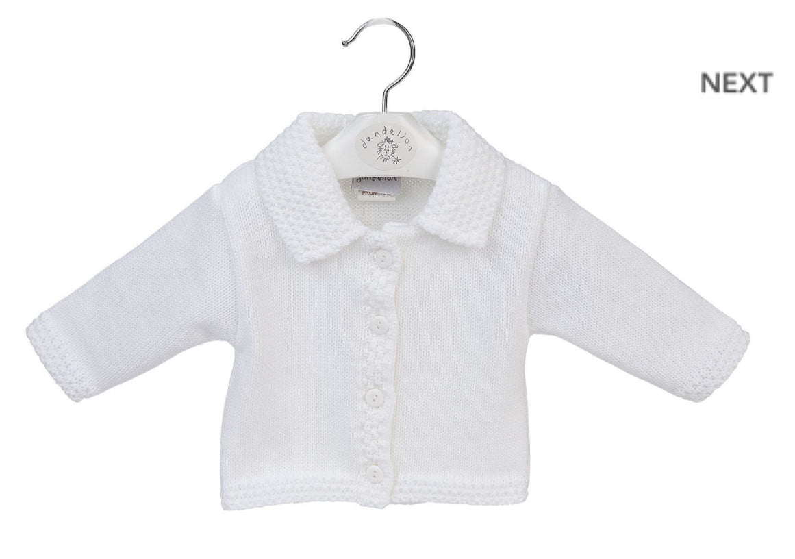 A1655 White Unisex Baby Knitted Cardigan
