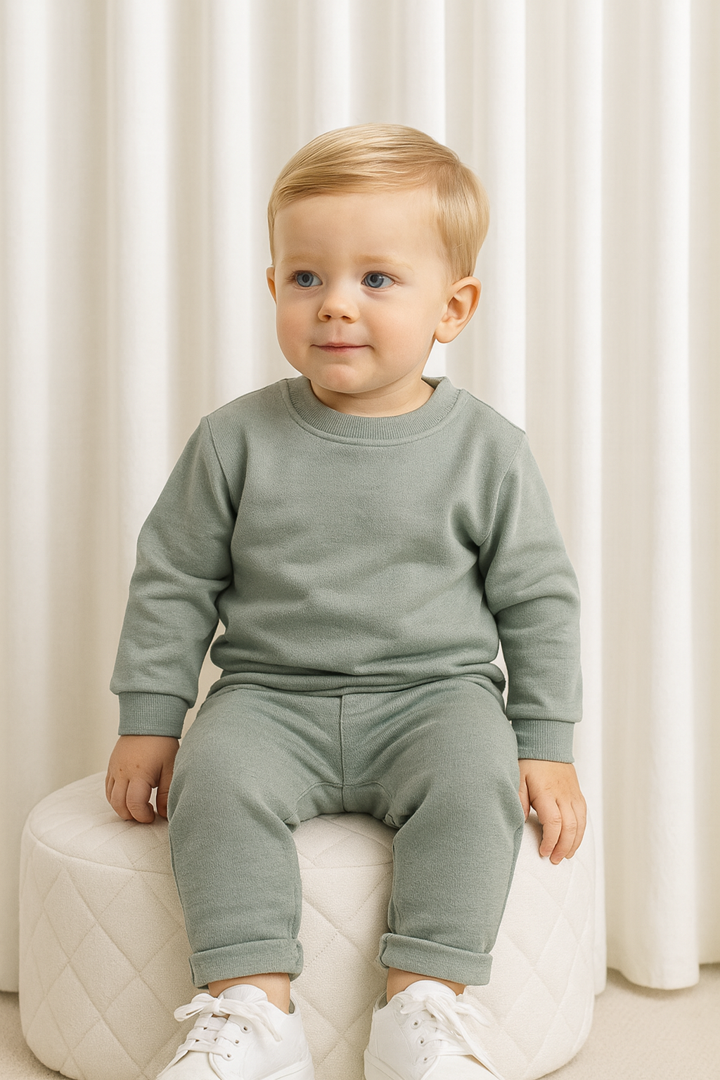 Parker Baby Ribbed Tracksuit Lounge Set Khaki