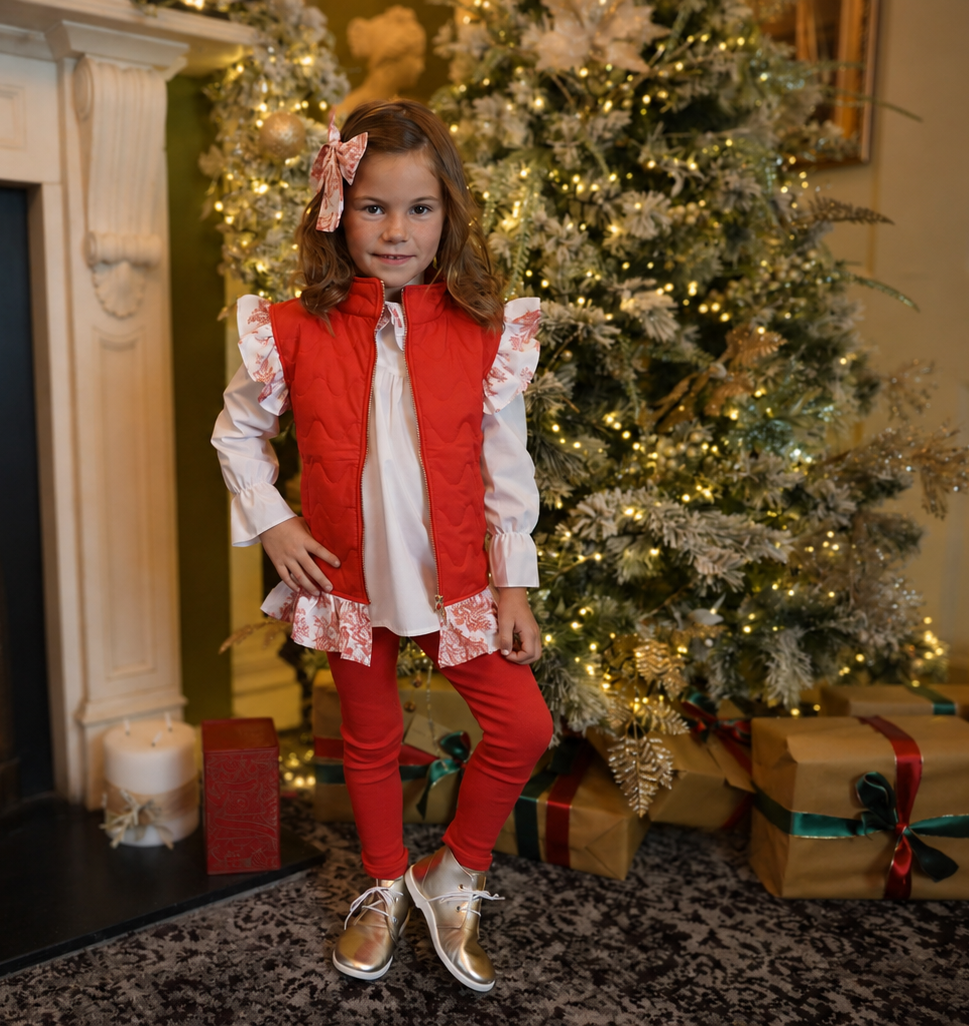 Lorena Luxe Toile Girls 4 Piece Outfit Set Red