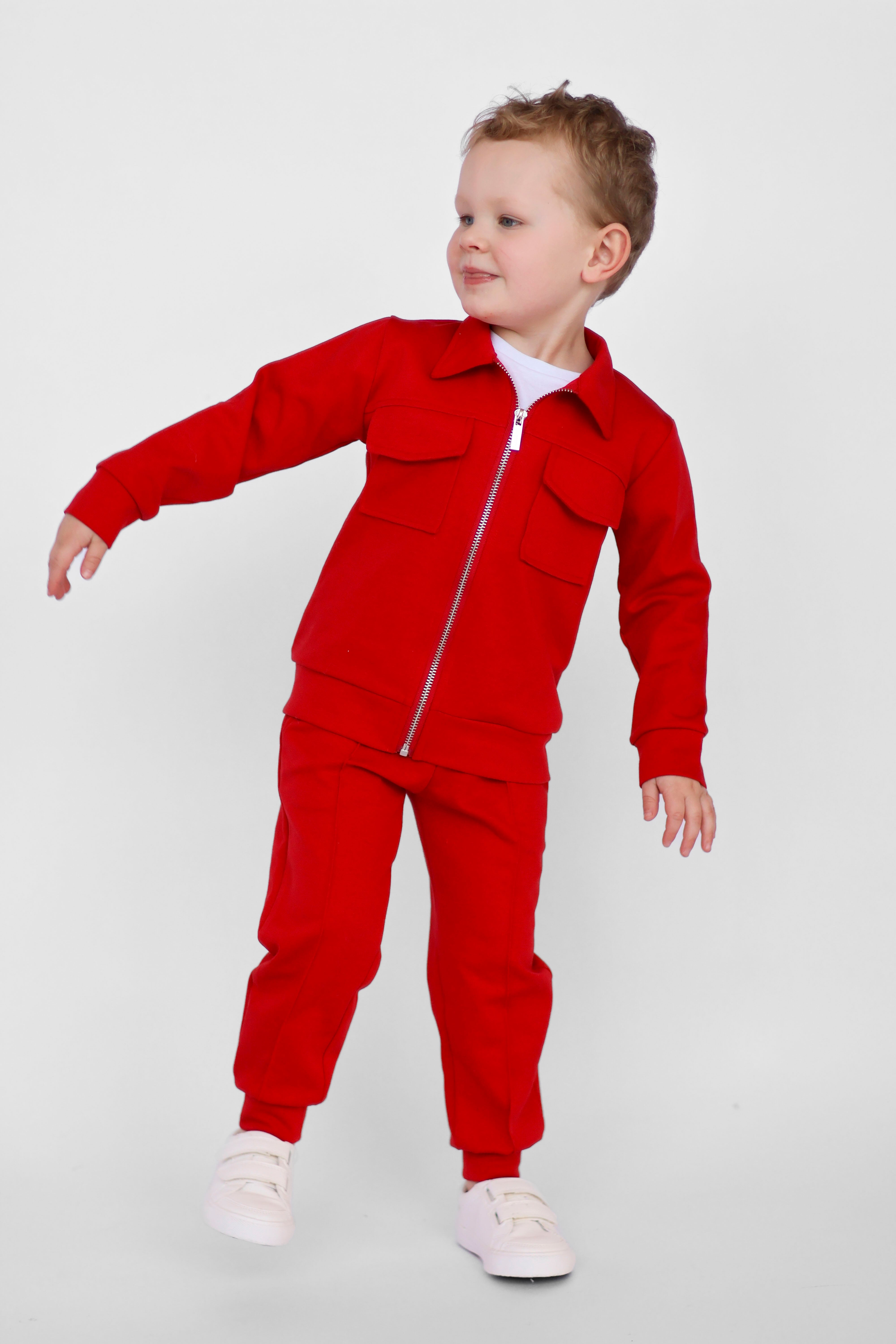 Marcus Boys Zip Up Smart Tracksuit Red