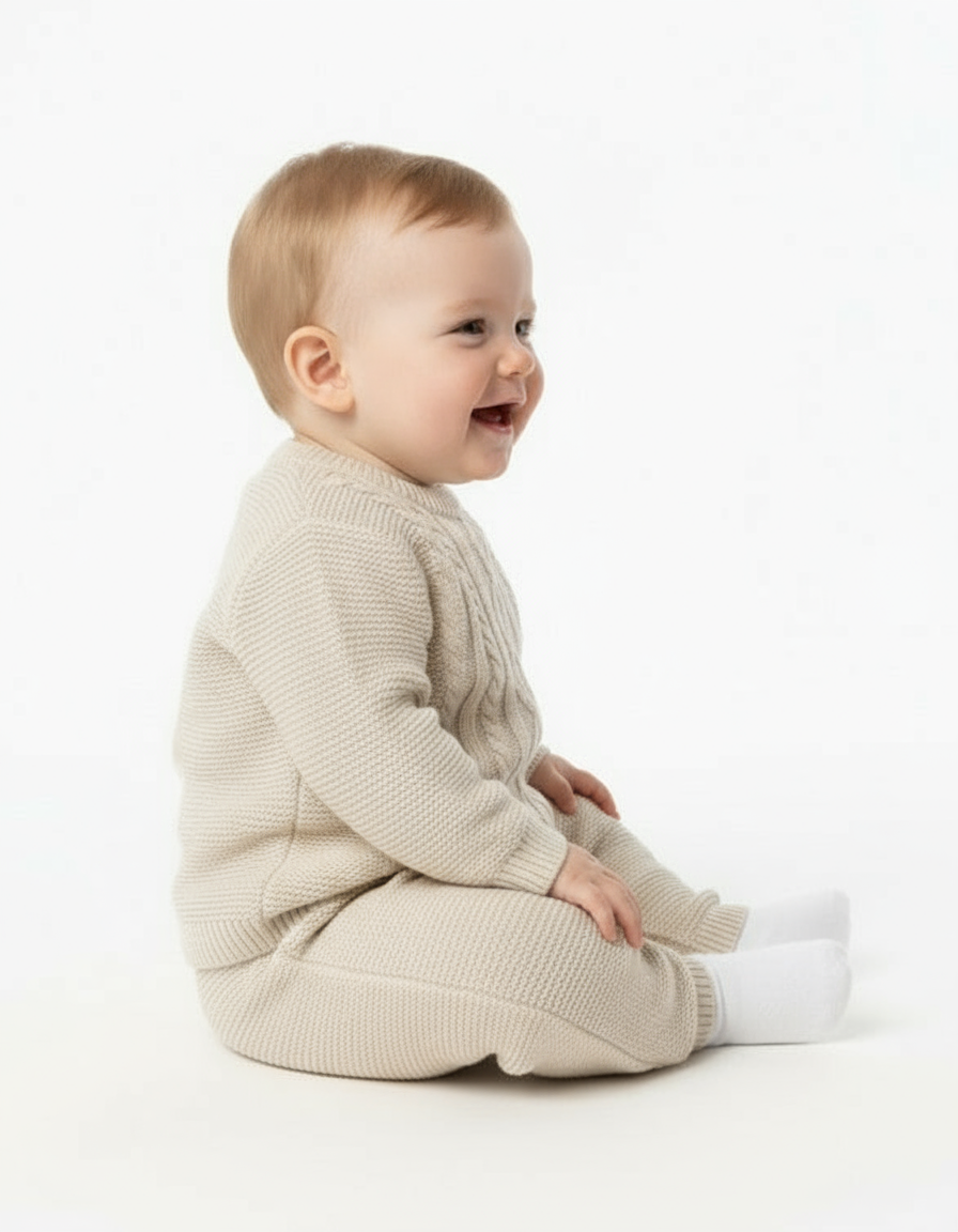 Fergus Boys Pex Knitted Tracksuit Set Camel