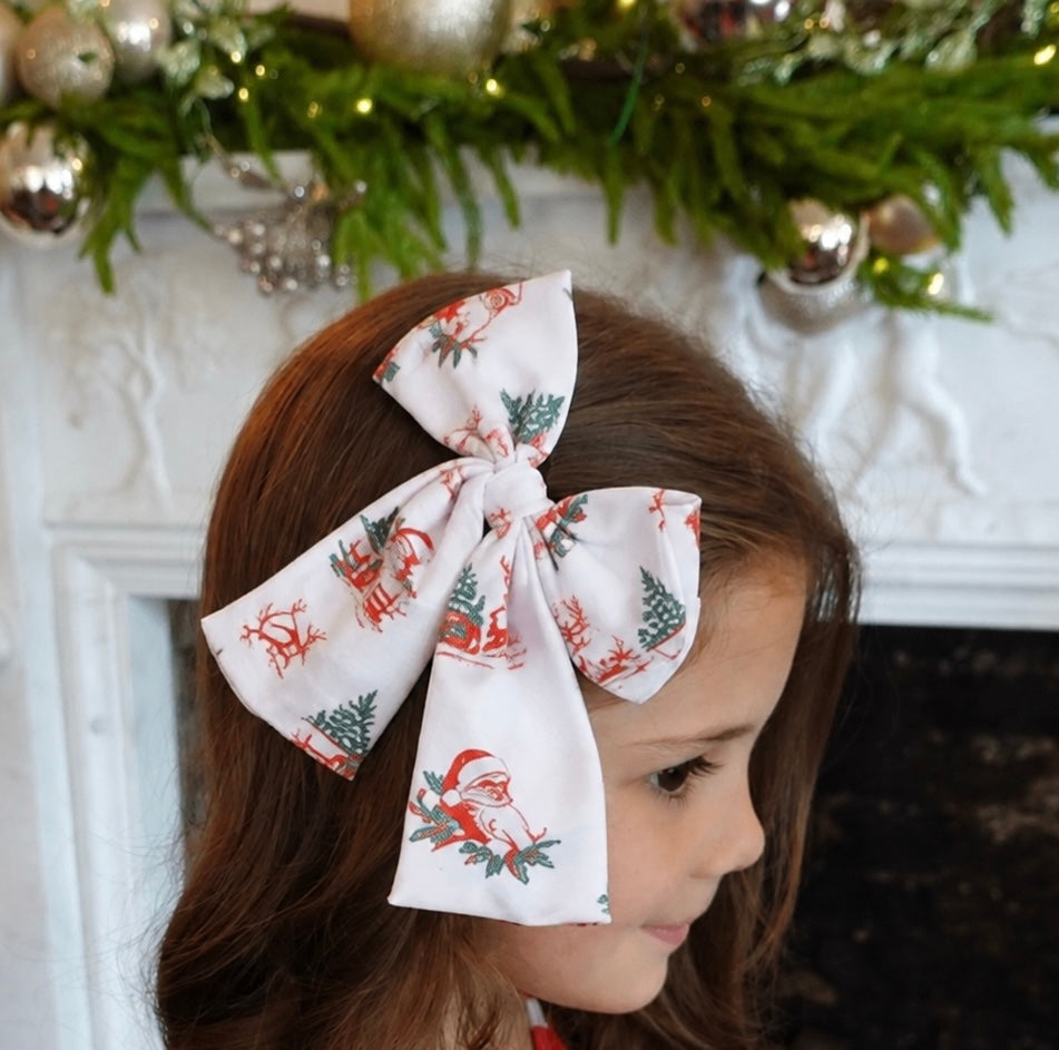 Vintage Toile Christmas Hair Bow