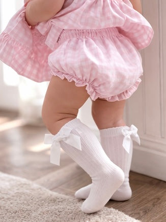 26103 Baby Girls Pink Checked Frilly Dress