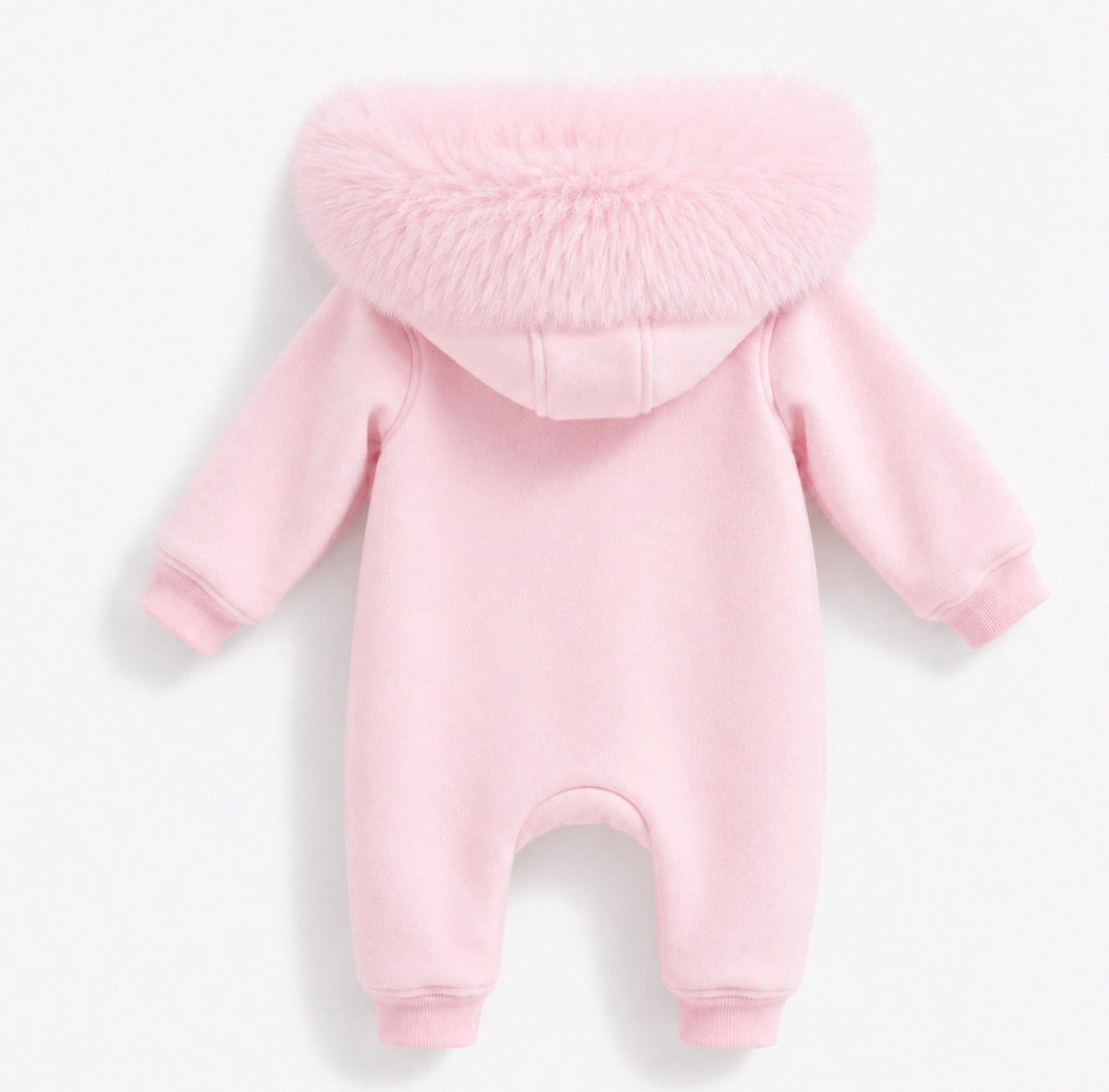 Evabella Faux Fur Bow Pramsuit Pink