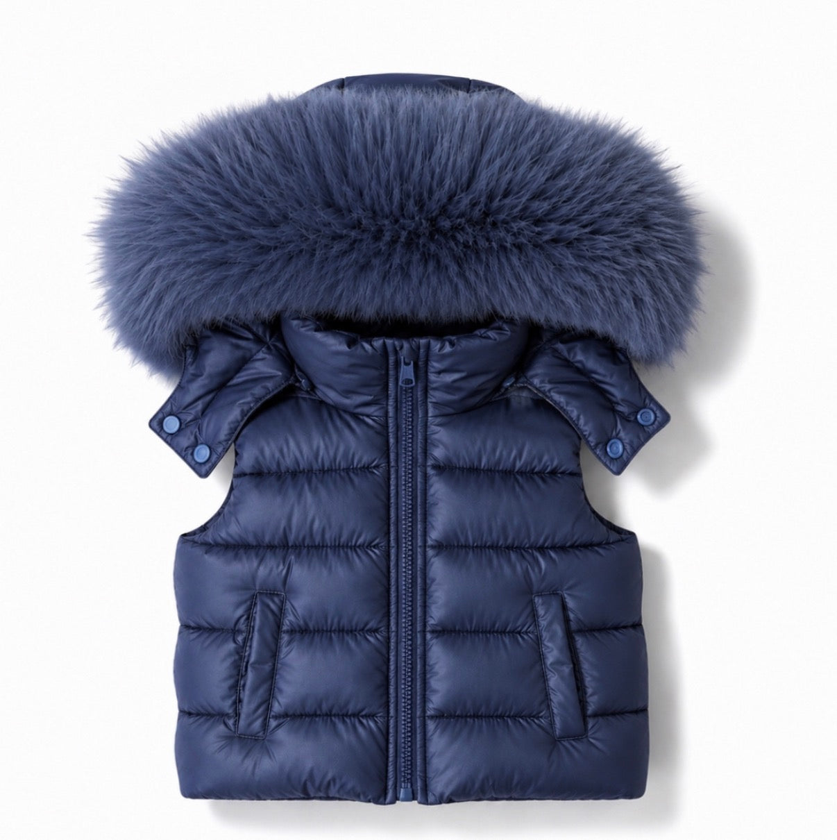 Monaco Unisex Faux Fur Padded Gilet Navy