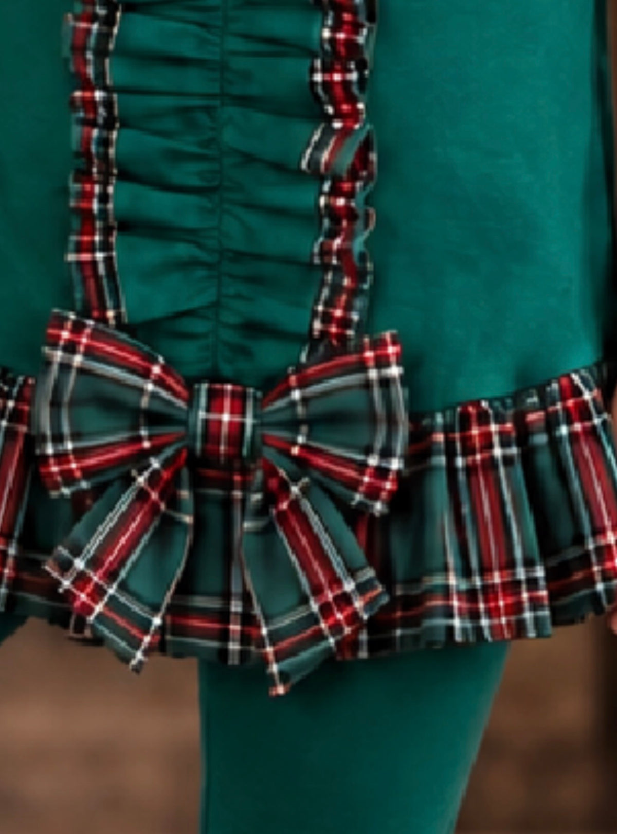 Pippa Girls Tartan Frilly Bow Tracksuit Green