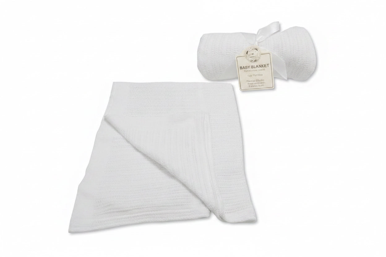 Baby Cellular Roll Blanket White
