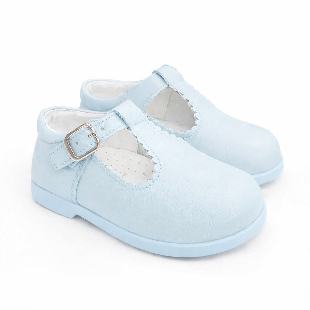 Y97411 Andanines Buckle T-Bar Shoe Baby Blue Leather