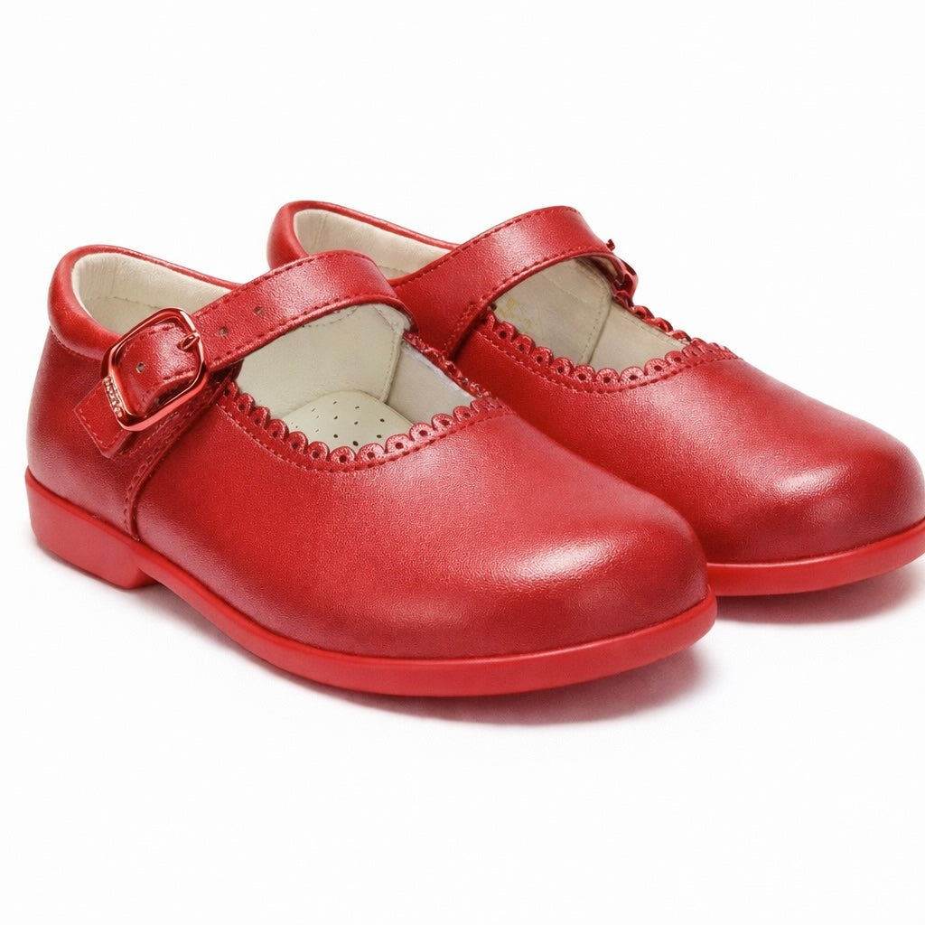 Y97401 Andanines Buckle Mary Jane Shoe Red Leather