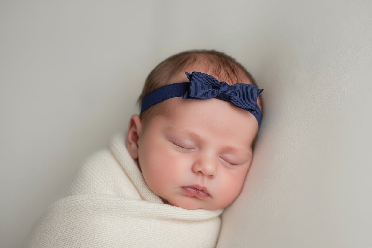 Baby Flat Bow Headband Navy