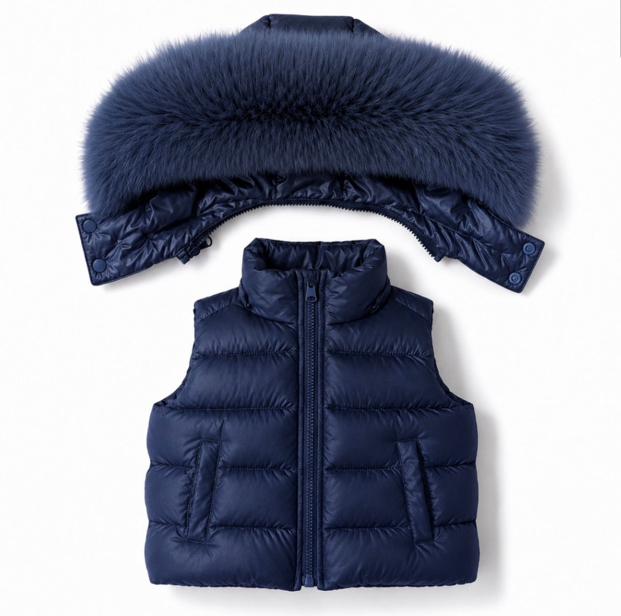 Monaco Unisex Faux Fur Padded Gilet Navy