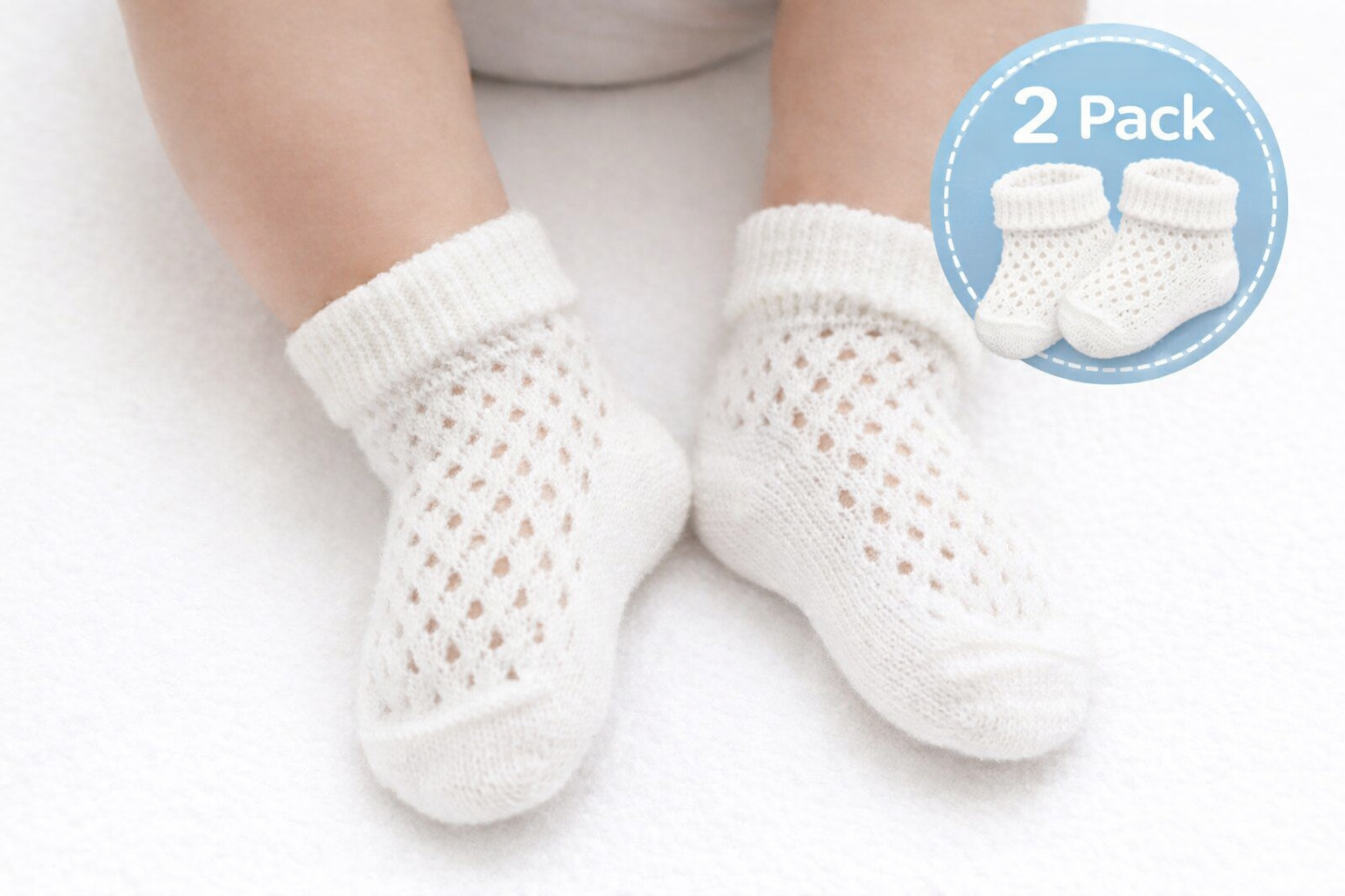 Pex 2 Pack Crochet Socks White