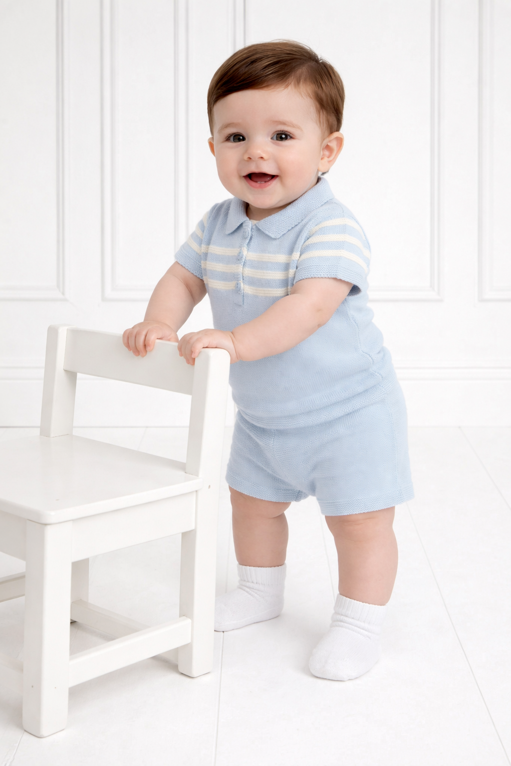 Mateo Baby Boys Knit Summer Short Set Blue