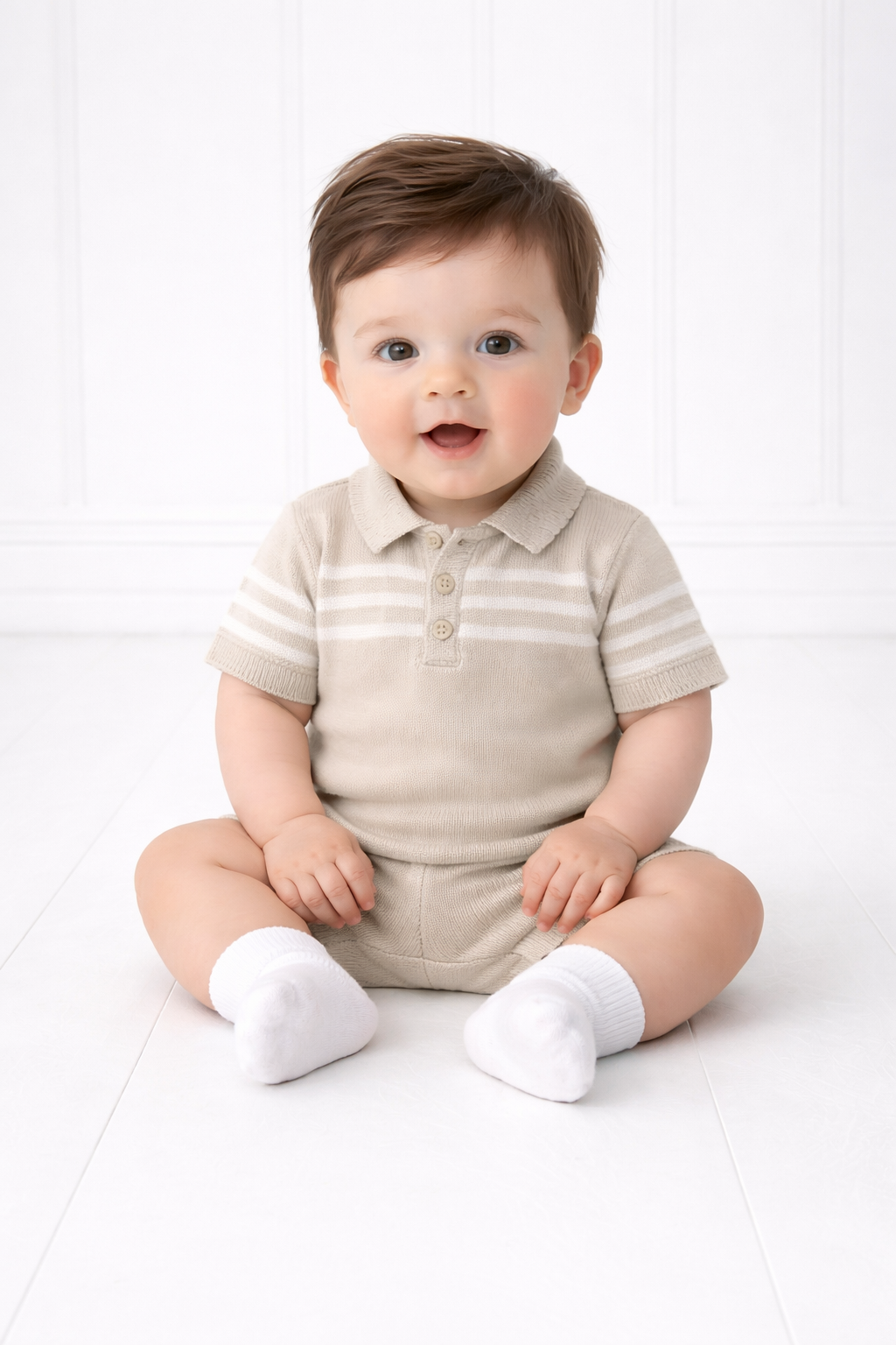 Mateo Baby Boys Knit Summer Short Set Camel