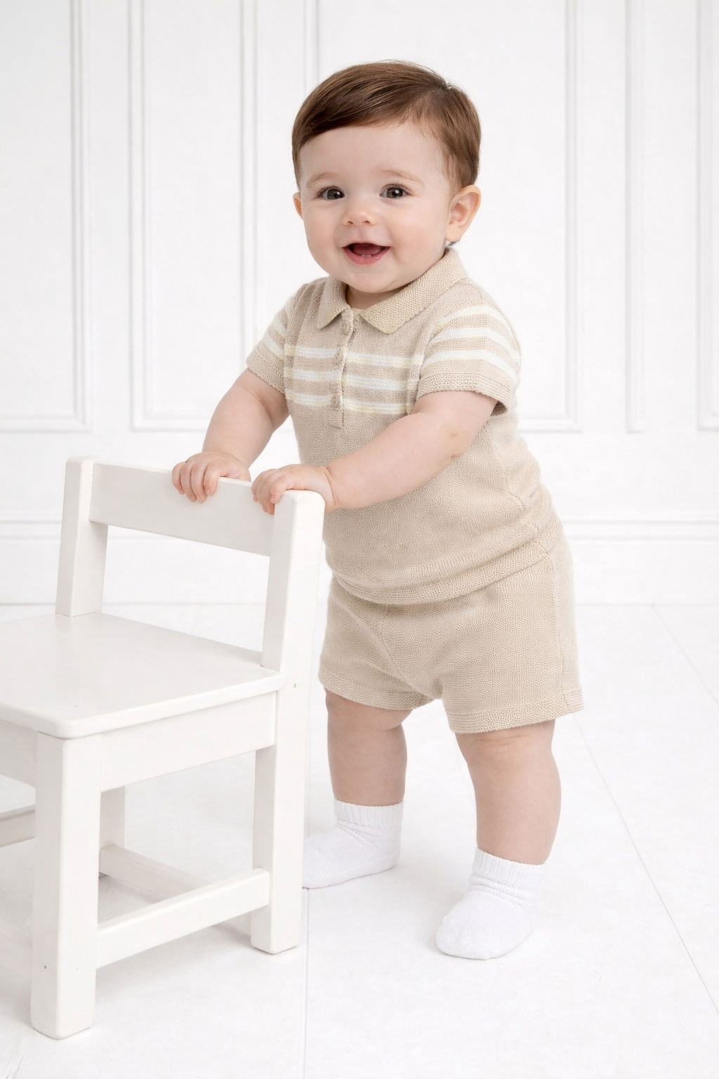 Mateo Baby Boys Knit Summer Short Set Camel