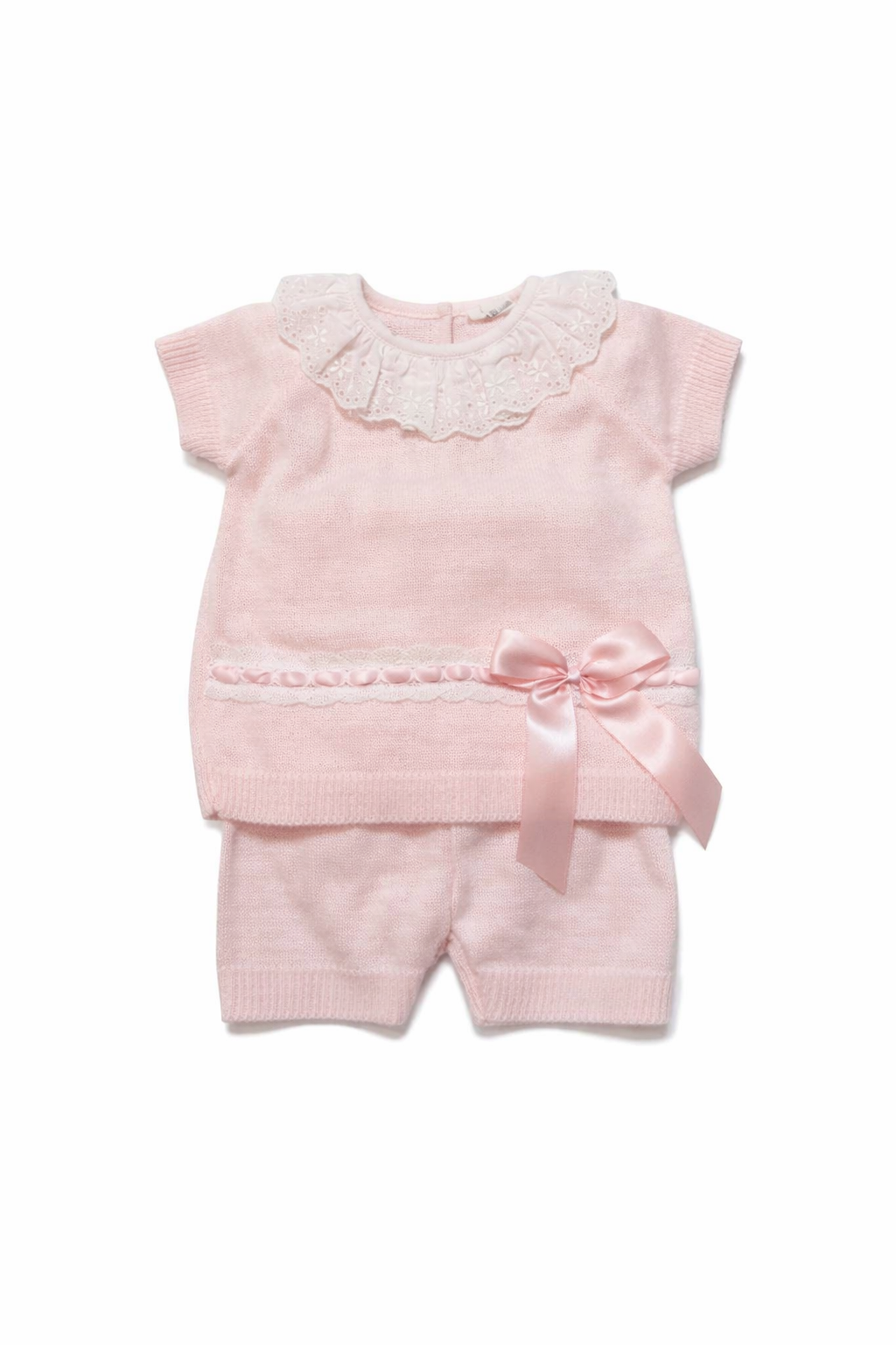 5508 Girls knitted Shorts & Top Set Pink