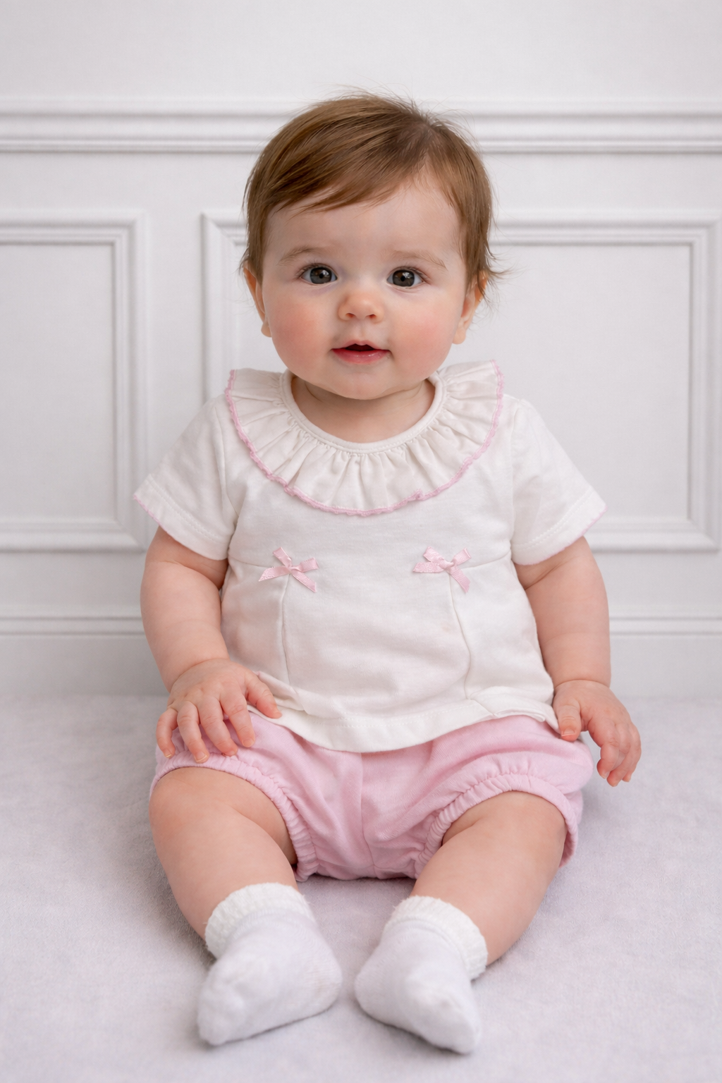 111 Baby Girls Frilly T Shirt & Bloomers Pink