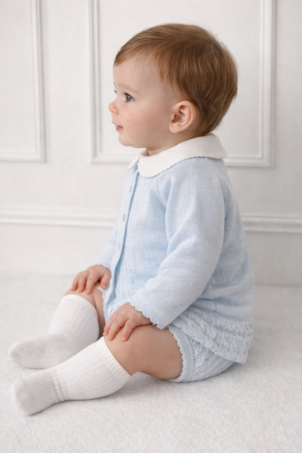 43322 Baby Boys Smart Baby Blue 3 Piece Knitted Set