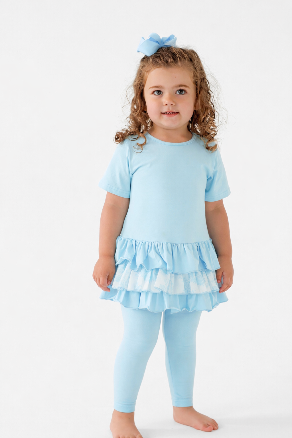 Willow Girls Frilly Bow Tracksuit Set Blue