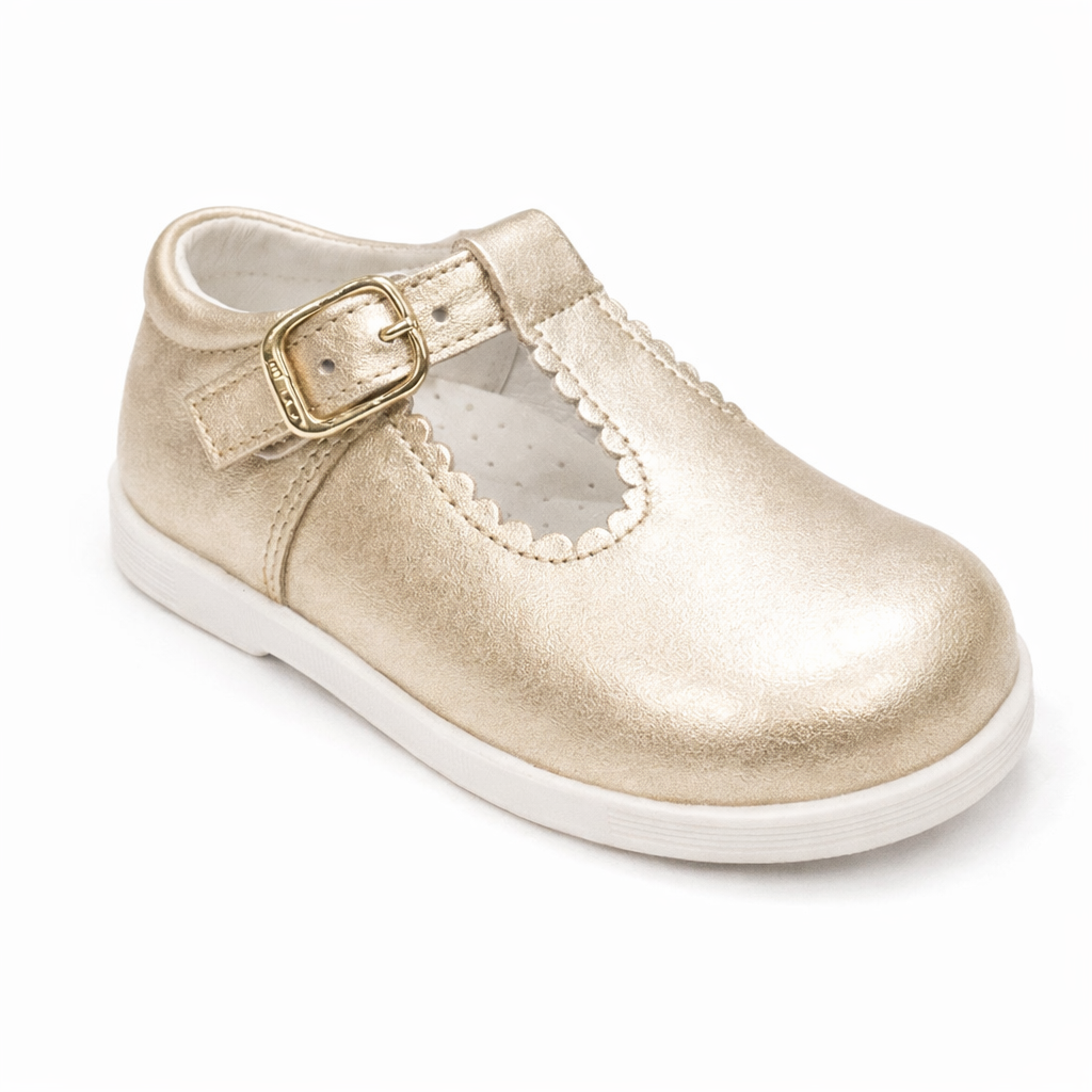 Y97411 Andanines Buckle T-Bar Shoe Gold