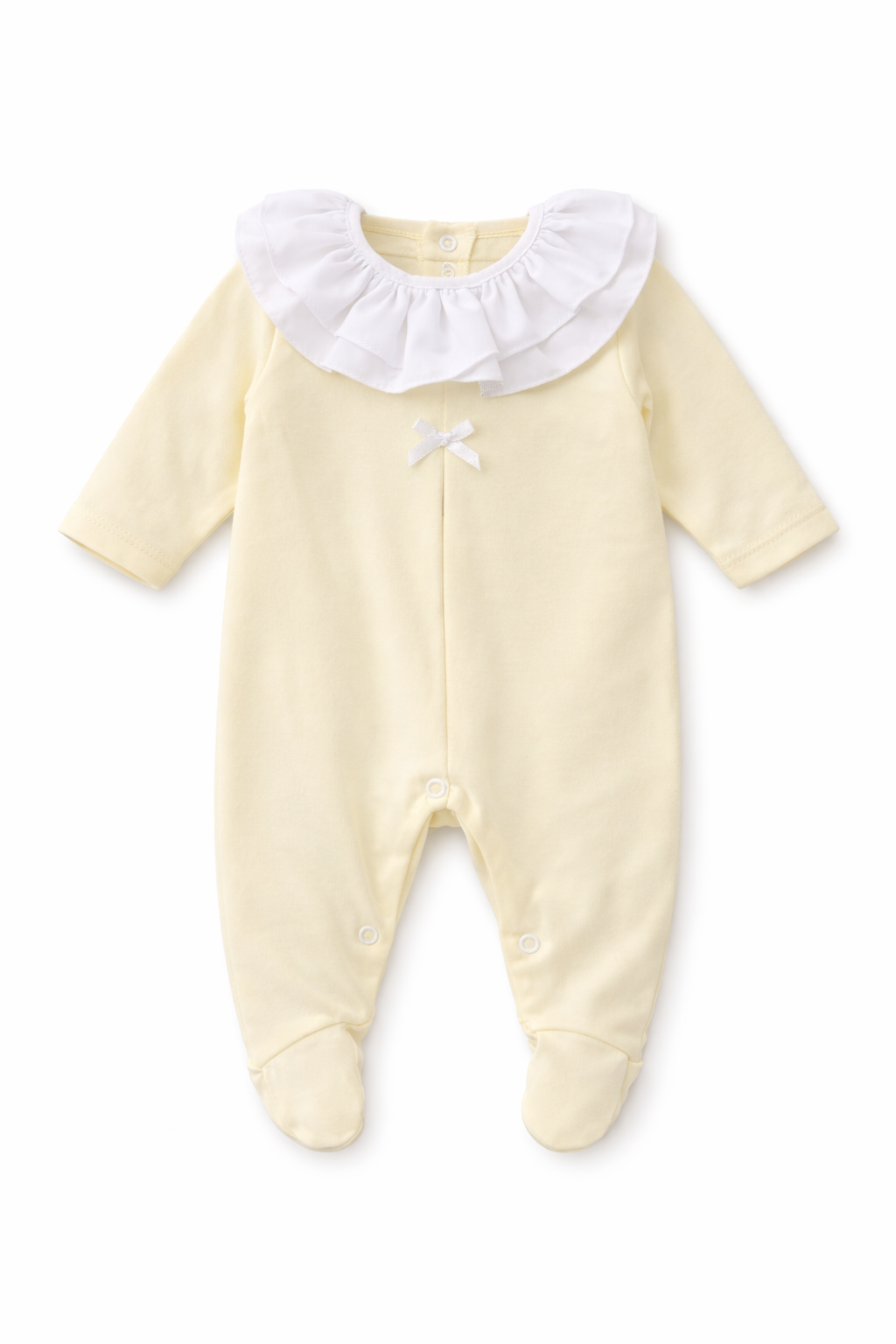 Baby Girls Frilly Collar Lemon Smock Babygrow