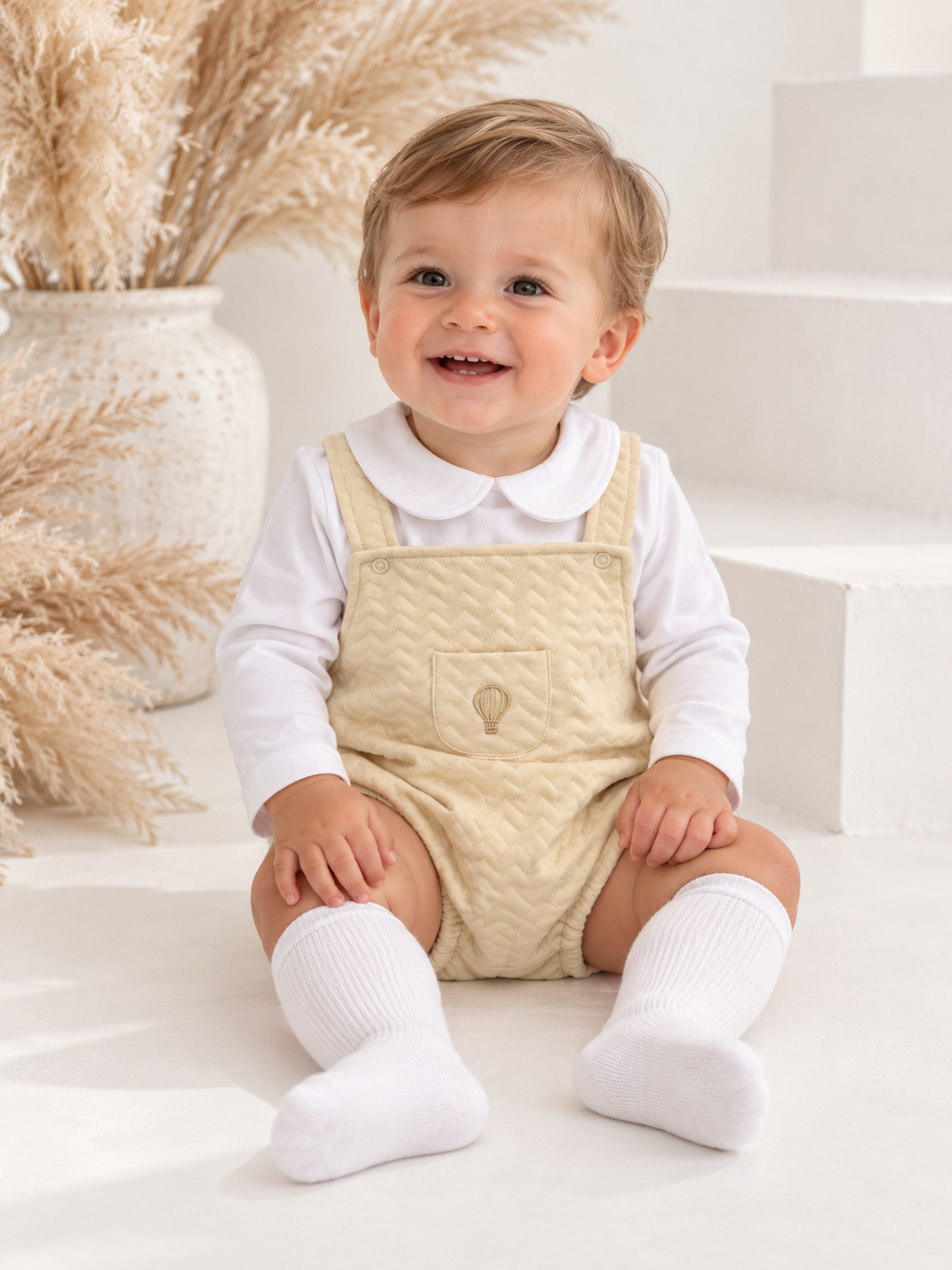 Pascal Romper & Peter Pan Top Set Beige