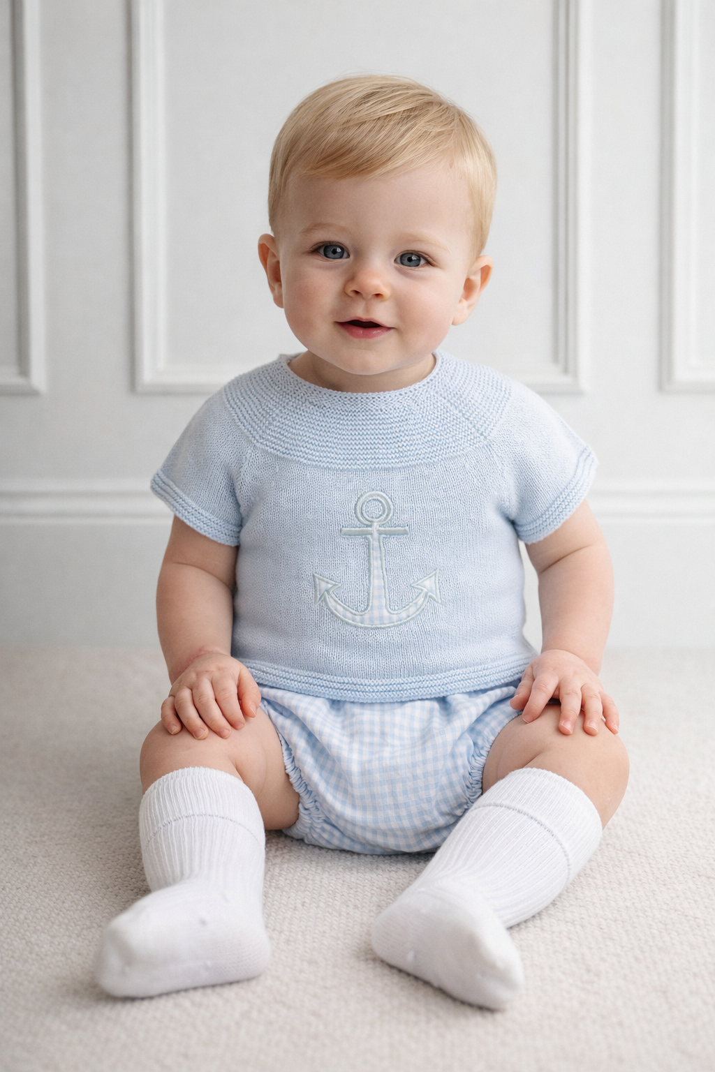 Toby Baby Boys Blue Knit Jam Pants Set
