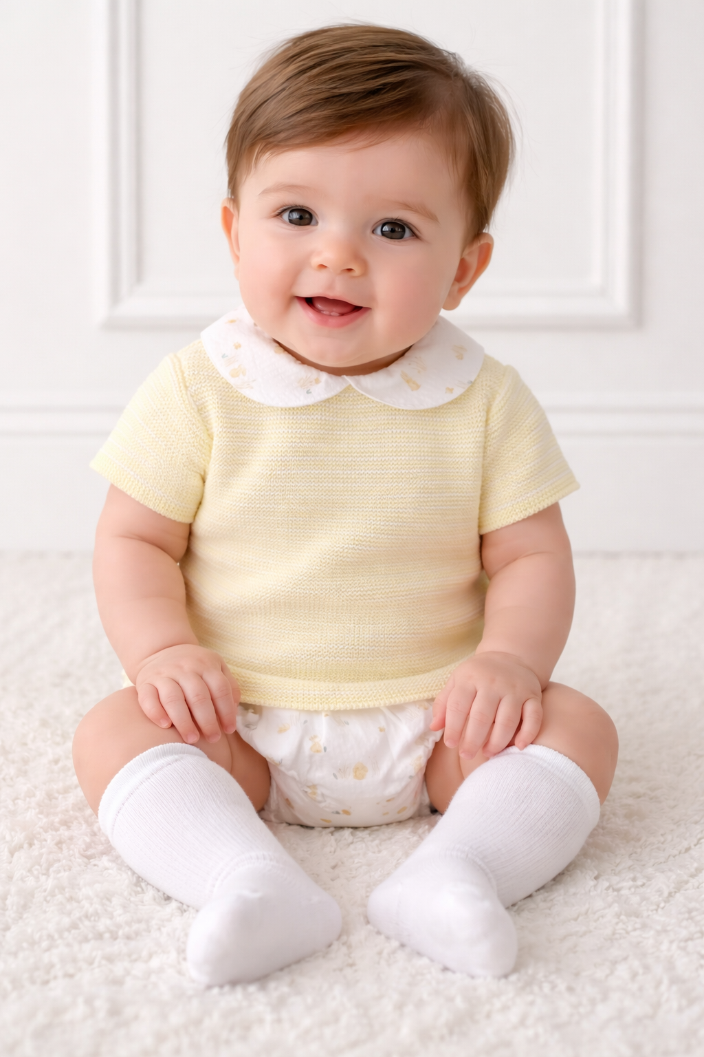 42324 Unisex Baby Lemon Bunny Print Top & Bloomer Set