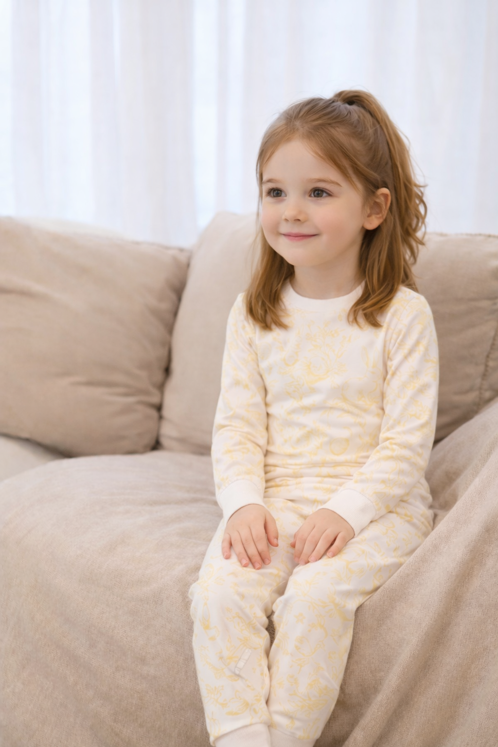 Bunny Easter Print Pyjamas Lemon
