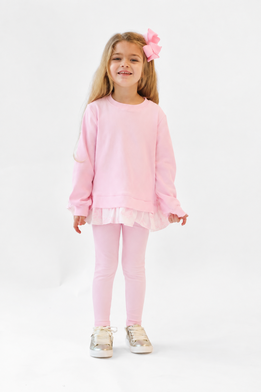 Maeve Ribbed Girls Jumper & Legging Tracksuit Set Pink