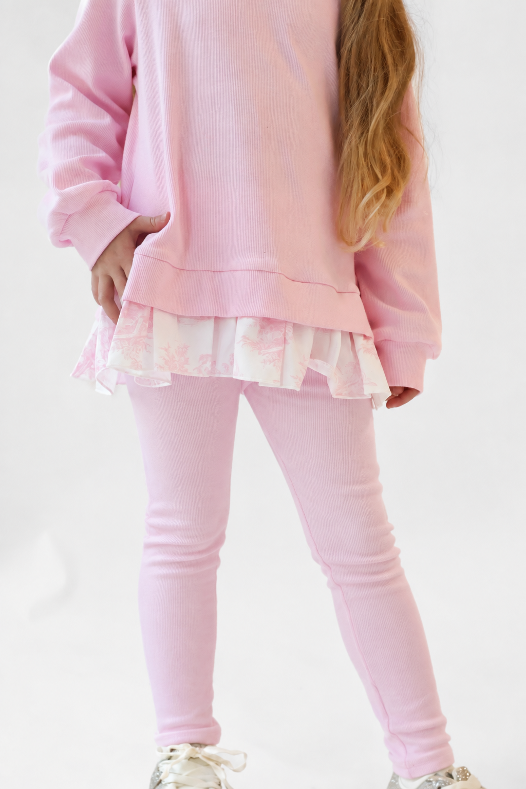 Maeve Ribbed Girls Jumper & Legging Tracksuit Set Pink
