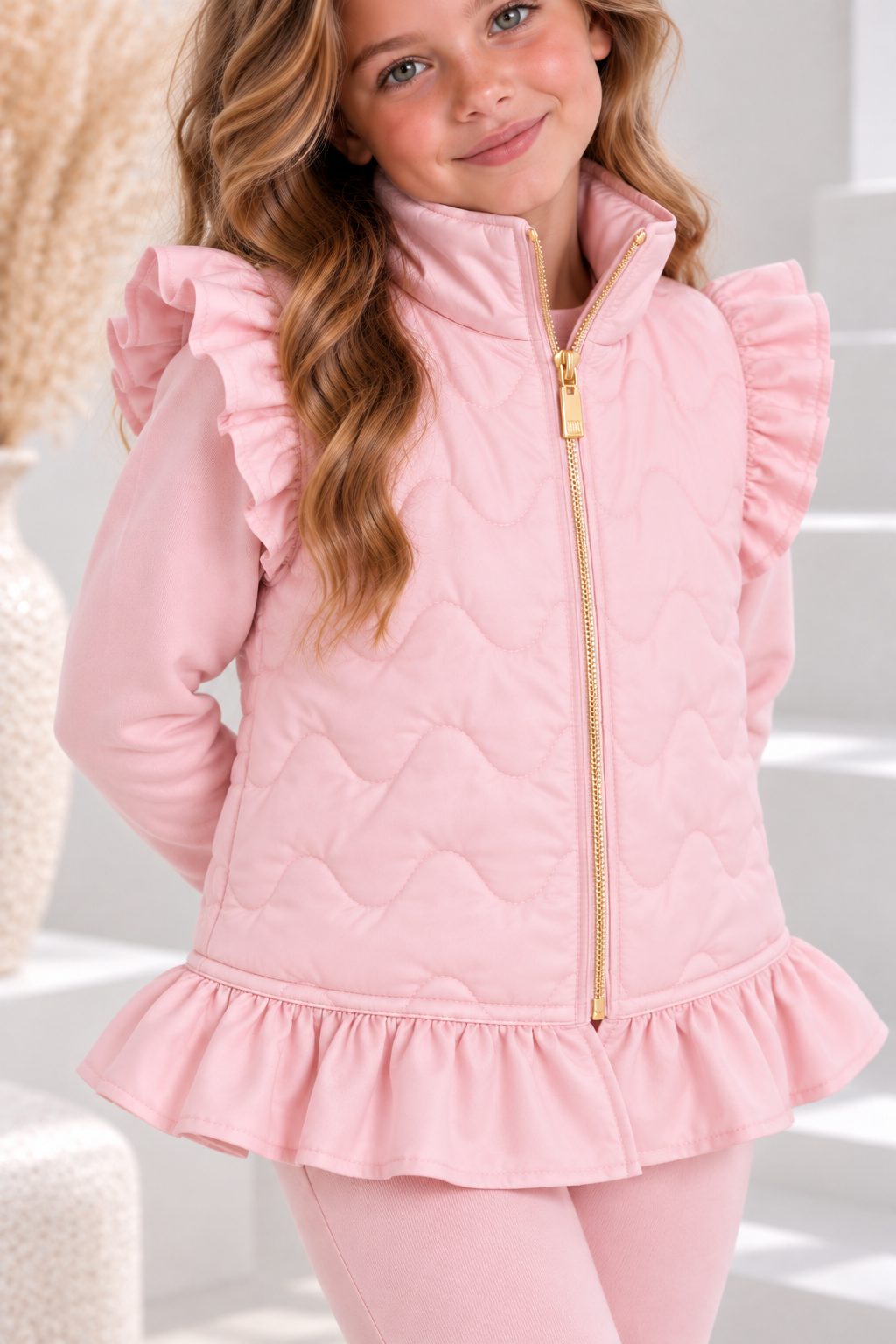 Millie Girls Padded Gilet Pink
