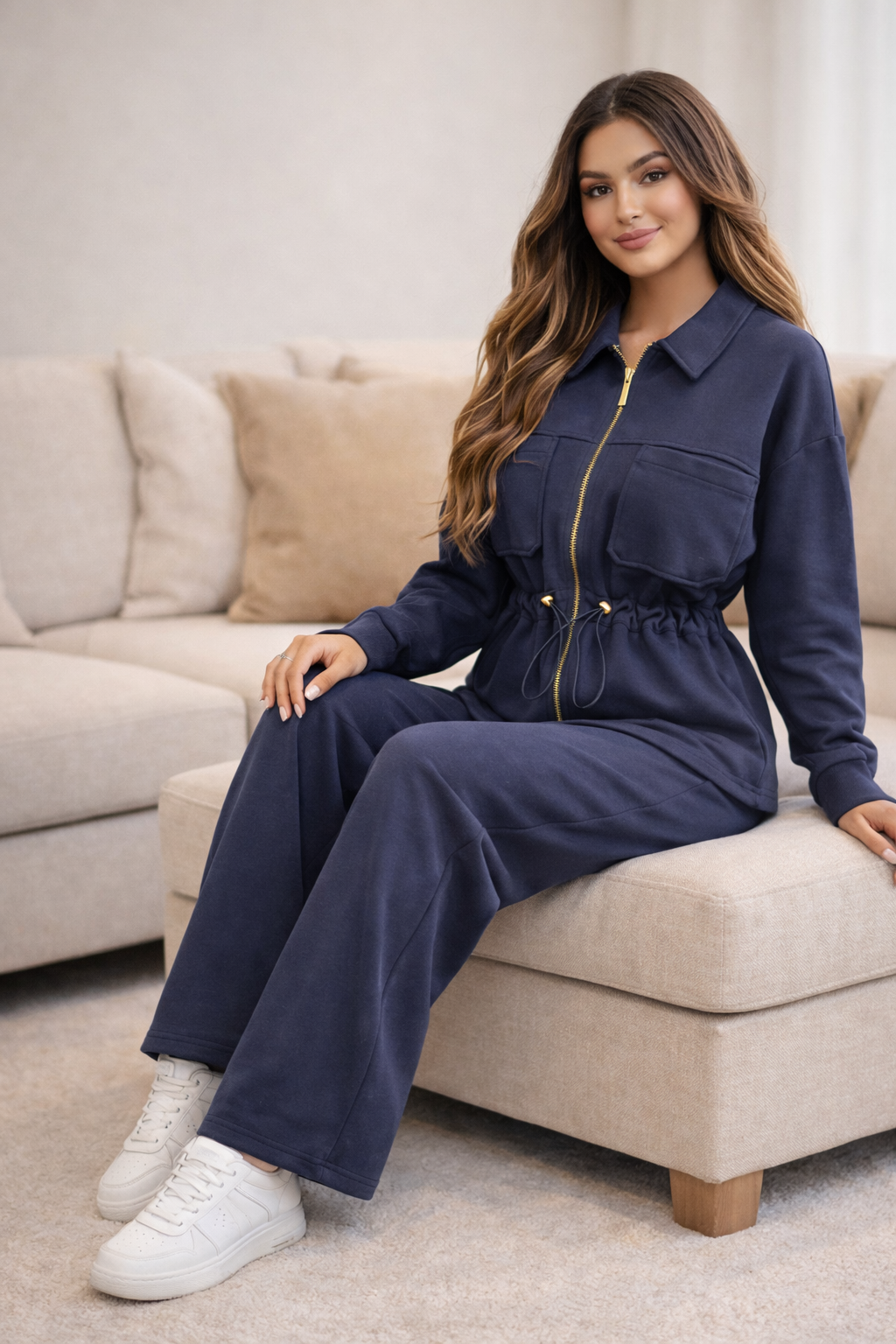 Melissa Ladies Pull In Co-ord Tracksuit Set Navy